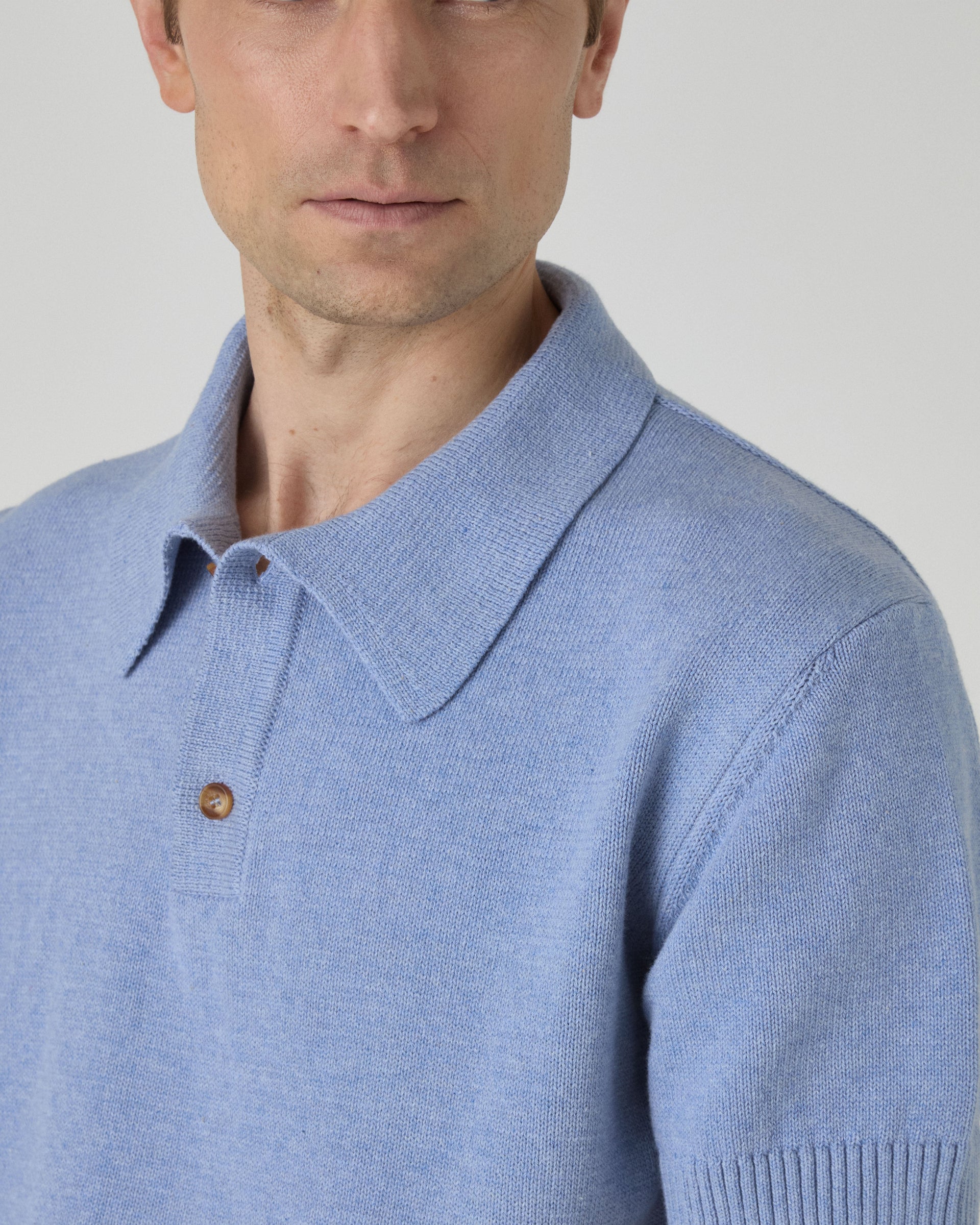 Bror Knitted Polo - Powder Blue Berg & Berg