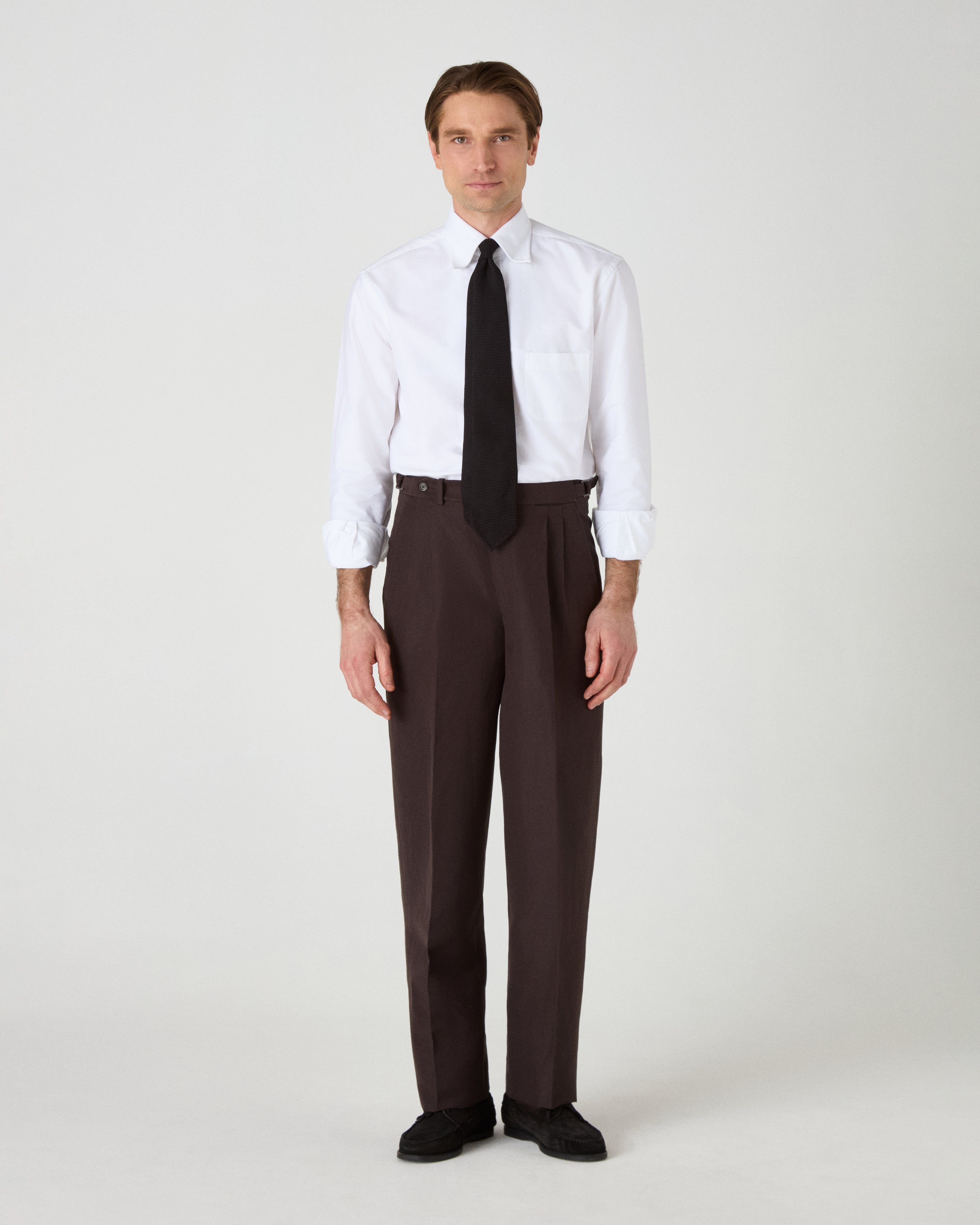 August Wool/Linen Trousers - Brown Berg & Berg