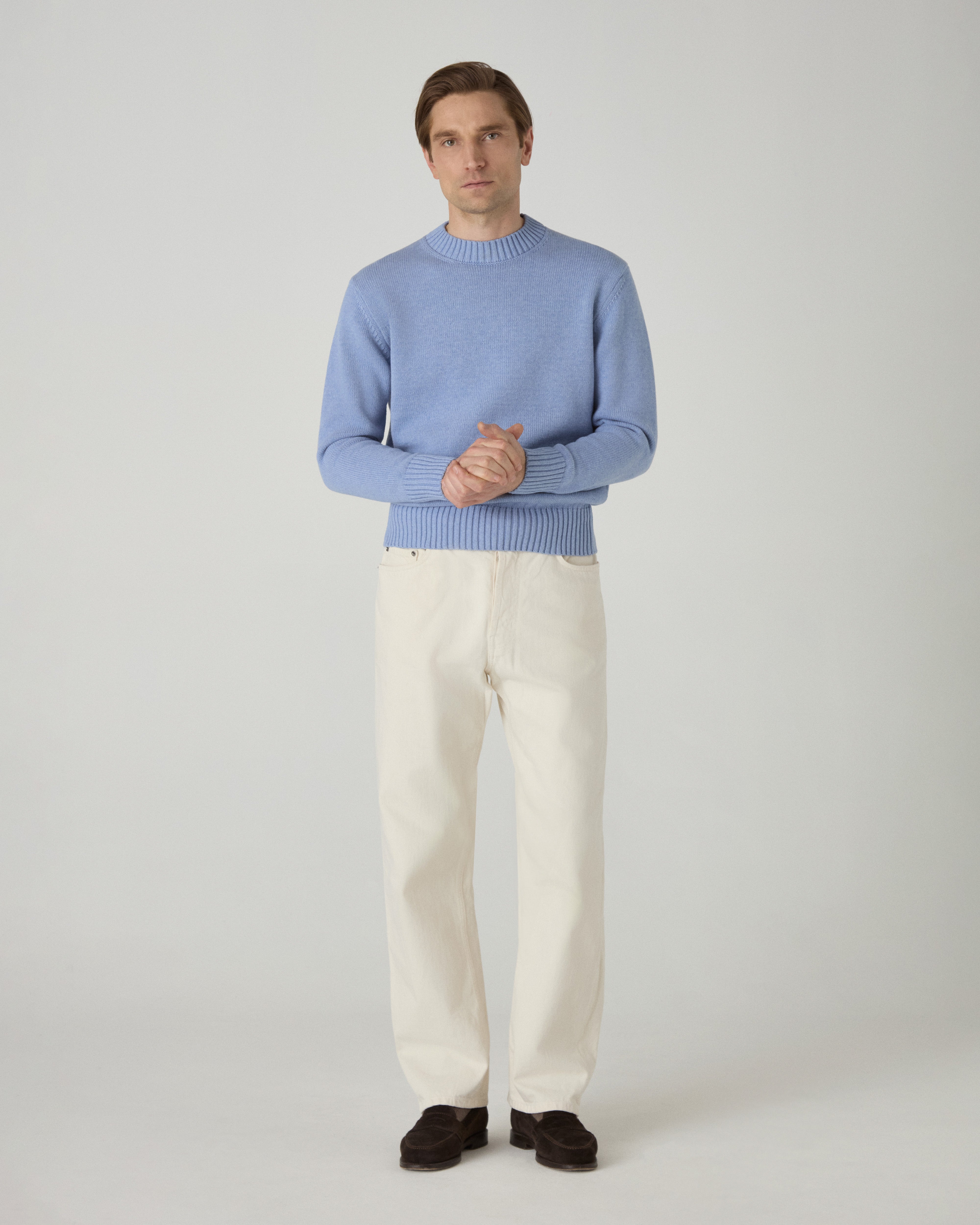 Ben Cotton Crew Neck - Powder Blue bergbergstore