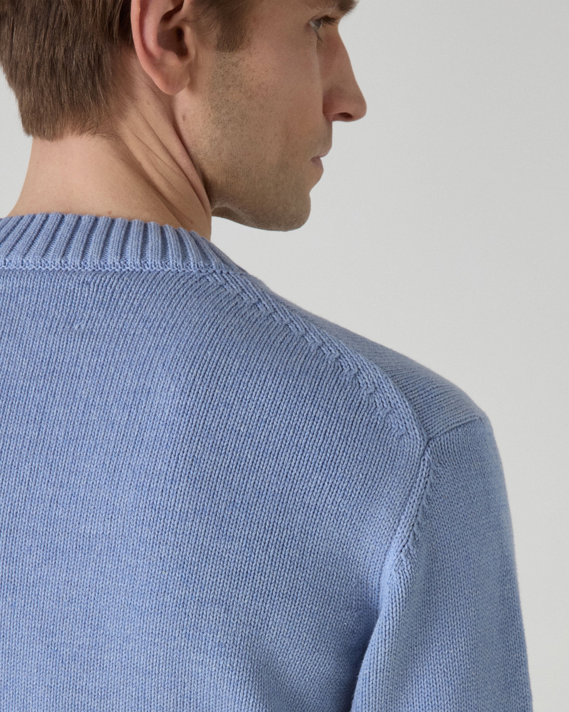 Ben Cotton Crew Neck - Powder Blue | Berg & Berg