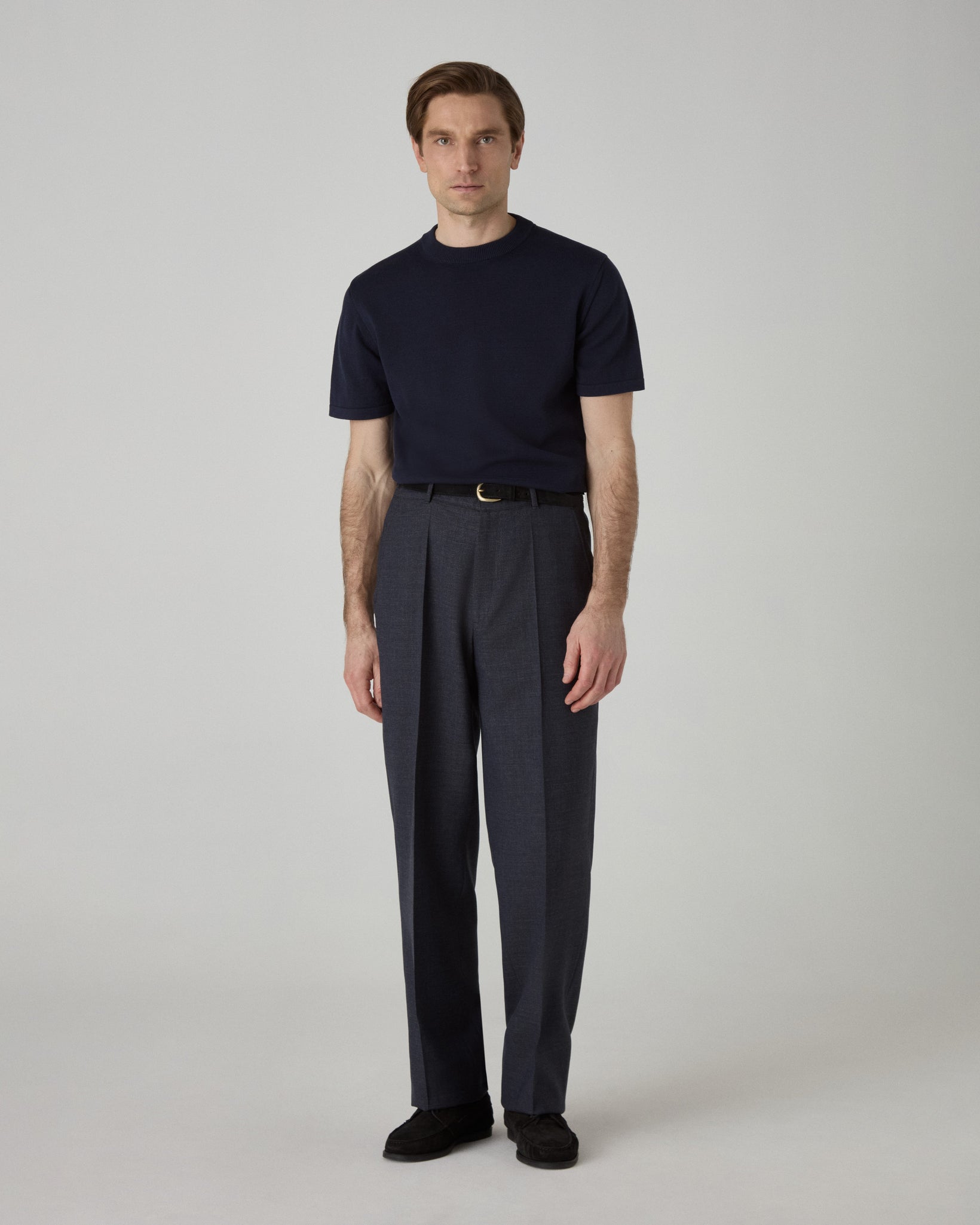 Bo Knitted T-Shirt - Navy | Berg & Berg