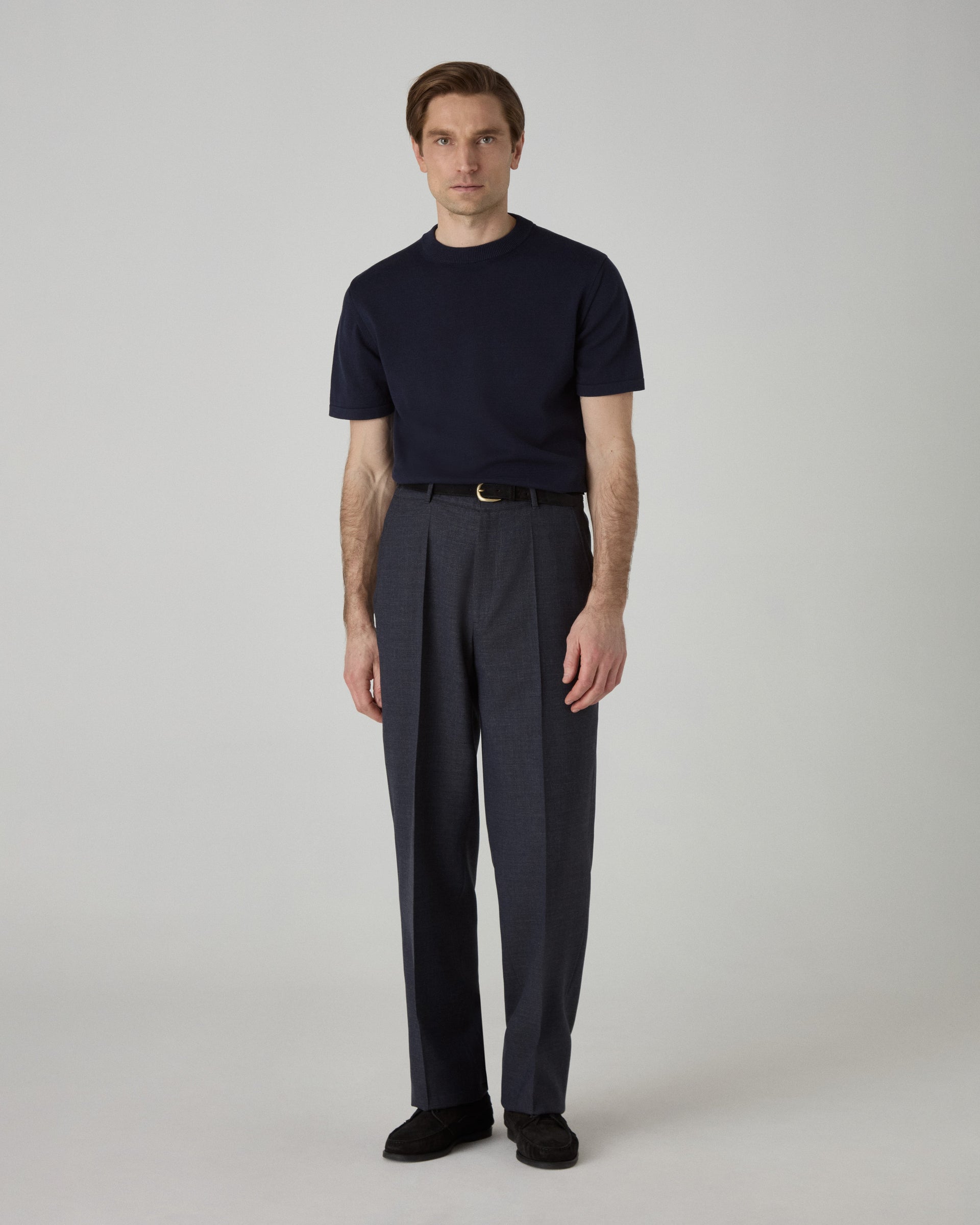 Bo Knitted T-Shirt - Navy | Berg & Berg