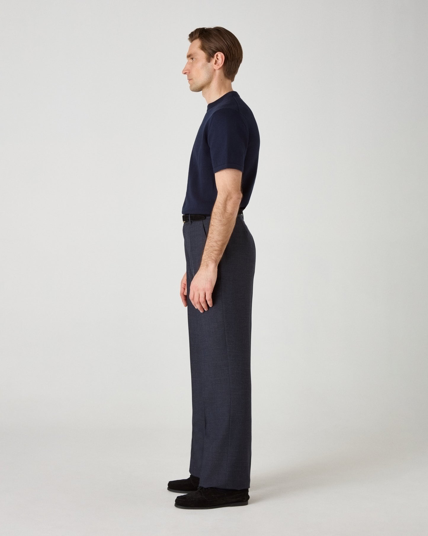 Alfredo High Twist Wool Trousers - Air Force Blue Berg & Berg