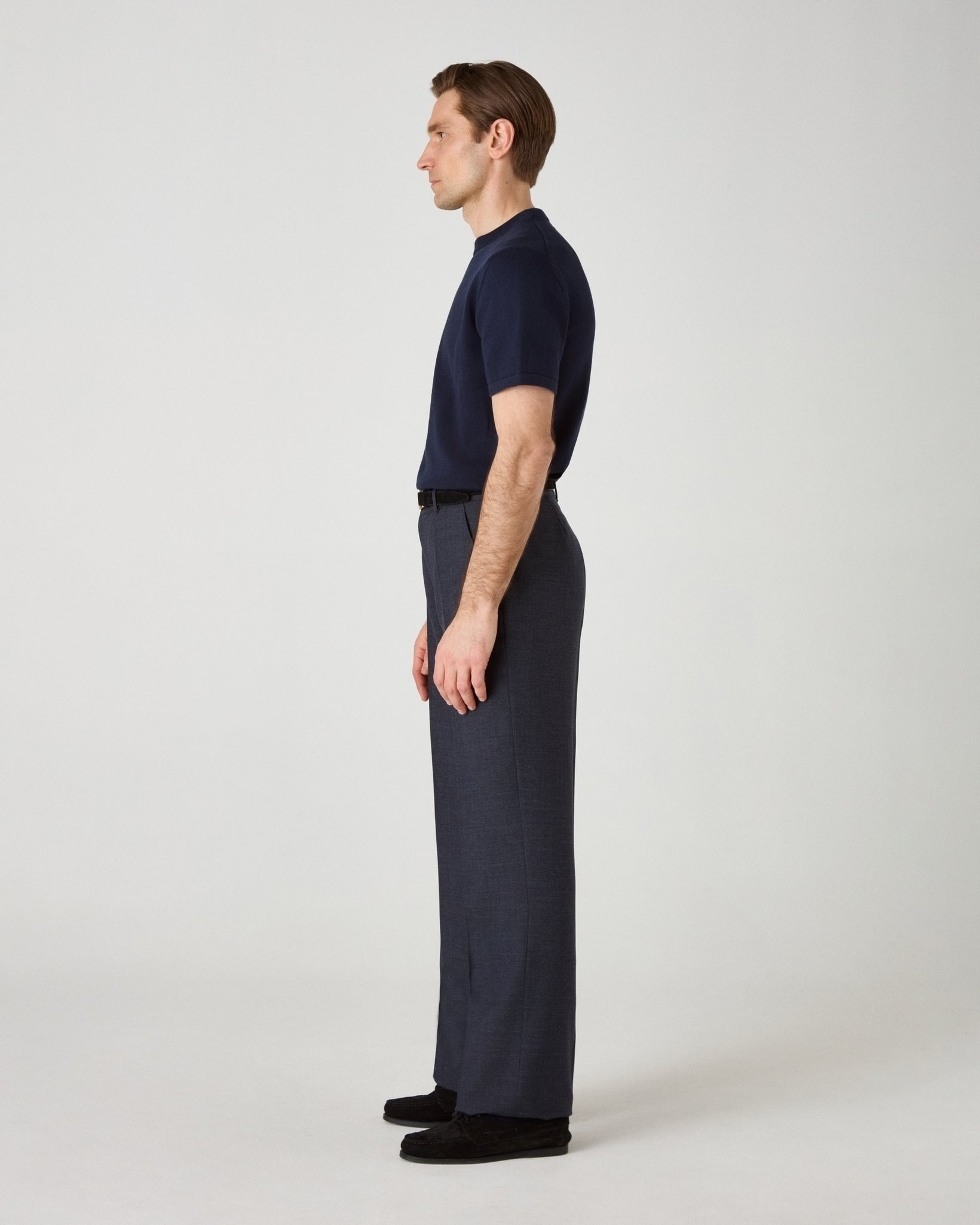 Alfredo High Twist Wool Trousers - Air Force Blue Berg & Berg