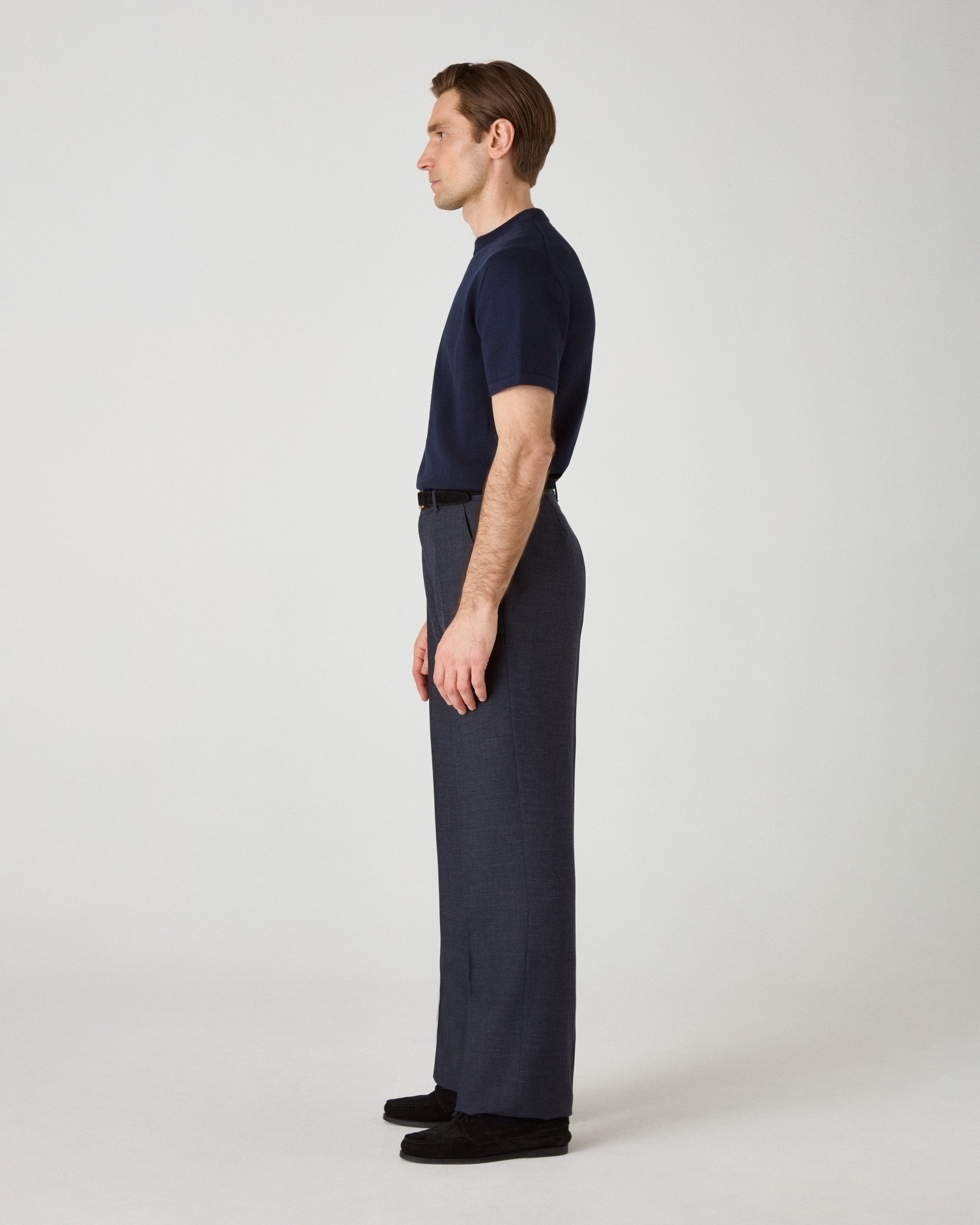 Alfredo High Twist Wool Trousers - Air Force Blue Berg & Berg
