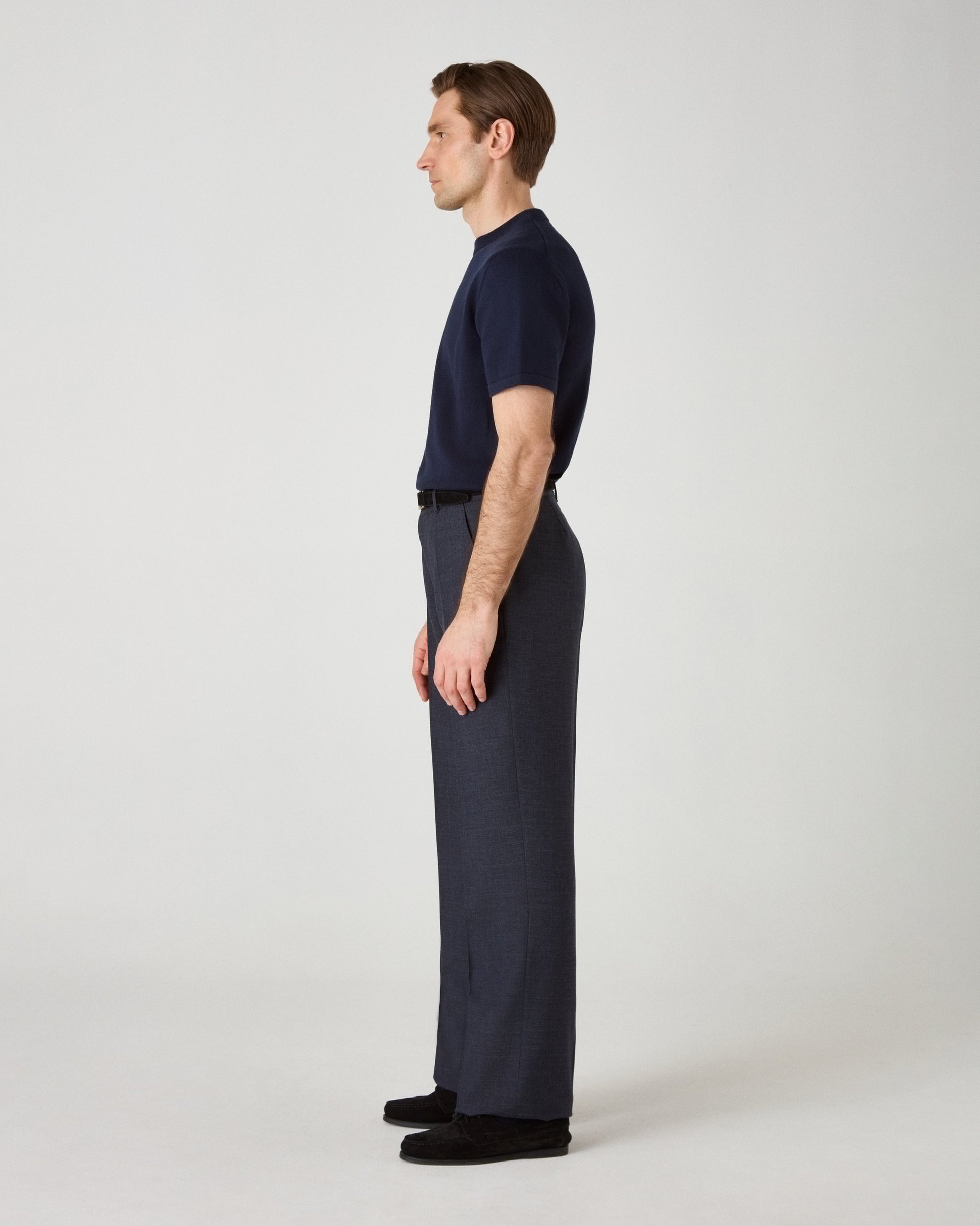 Alfredo High Twist Wool Trousers - Air Force Blue Berg & Berg