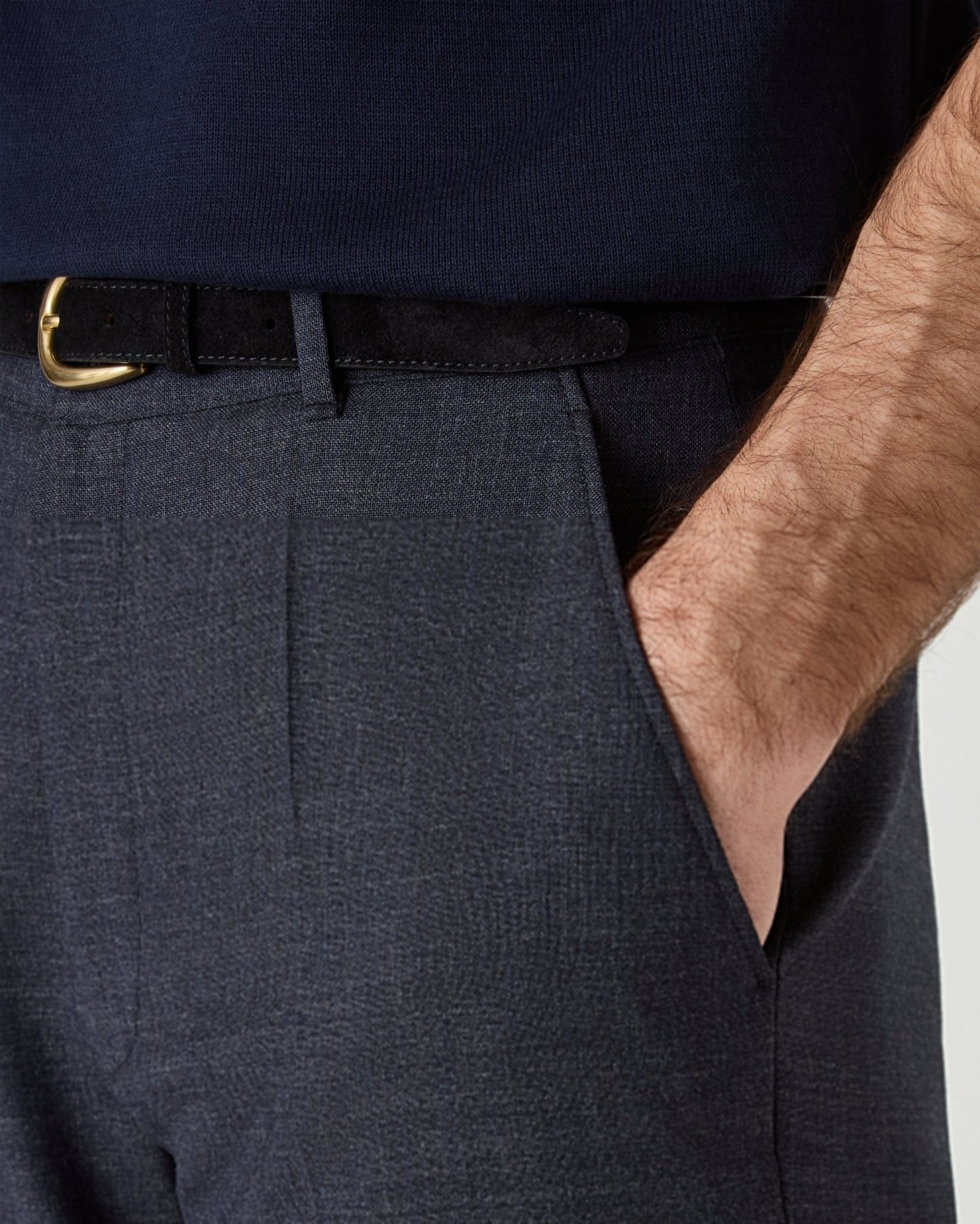 Alfredo High Twist Wool Trousers - Air Force Blue Berg & Berg