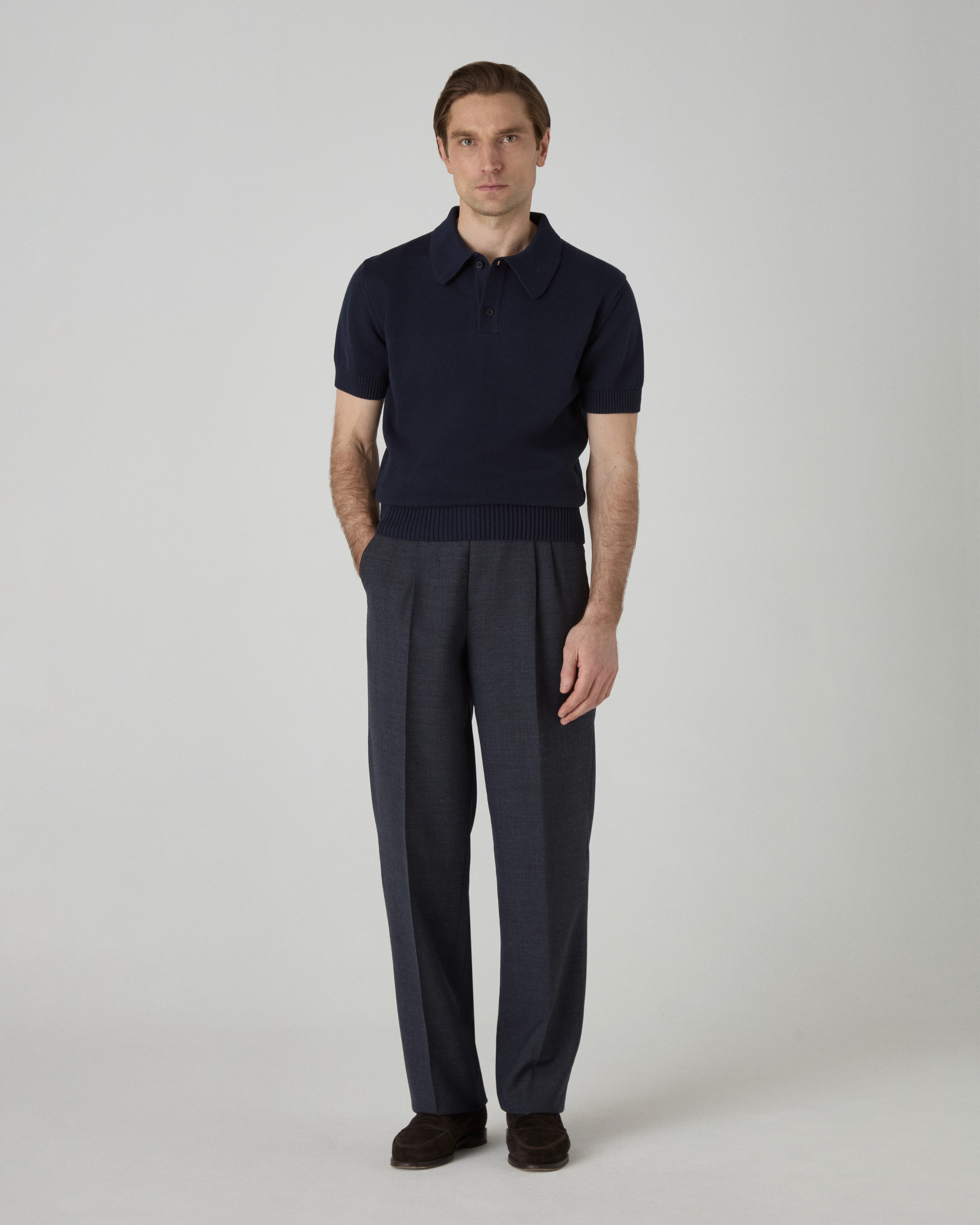 Bror Knitted Polo - Navy Berg & Berg