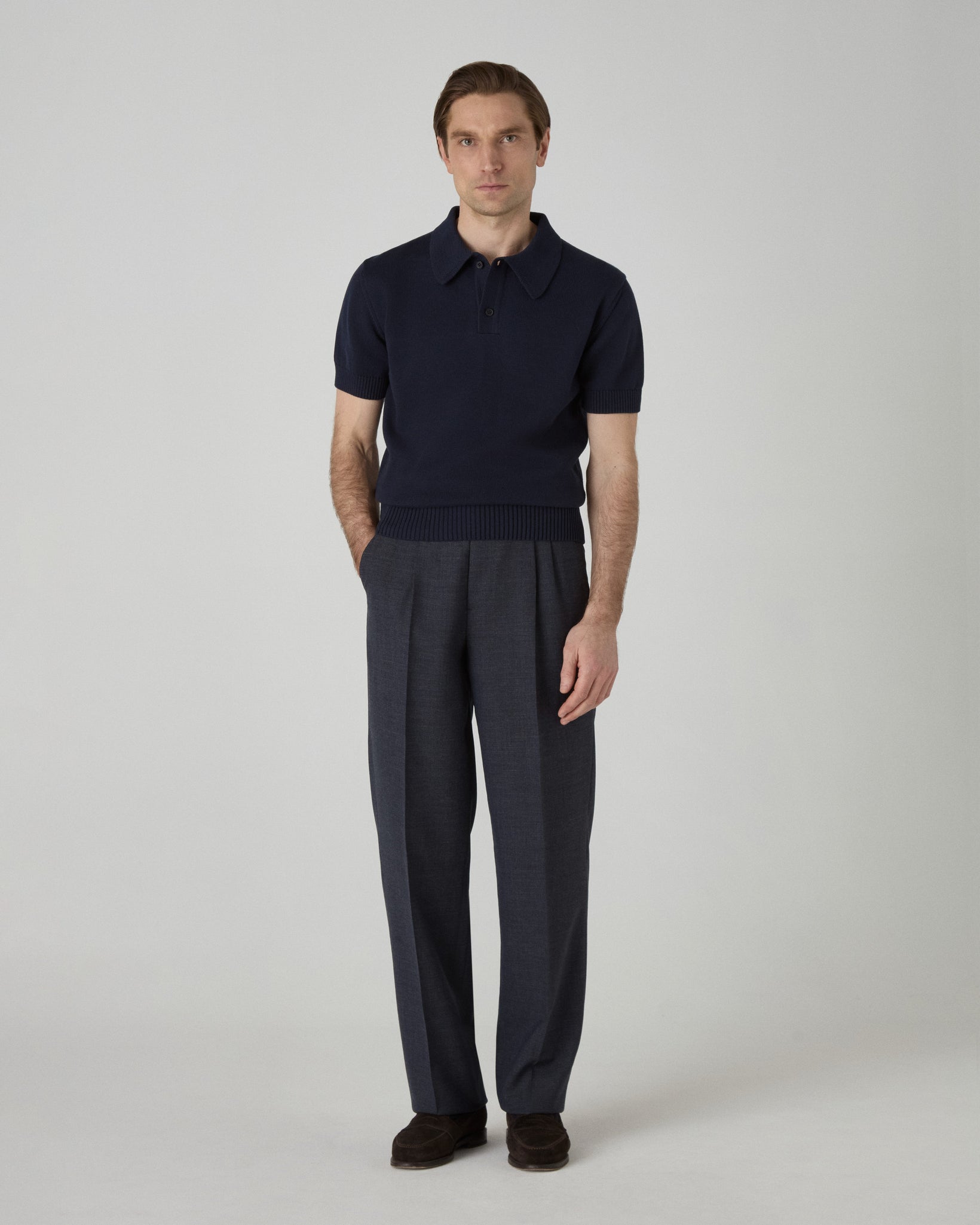 Bror Knitted Polo - Navy | Berg & Berg