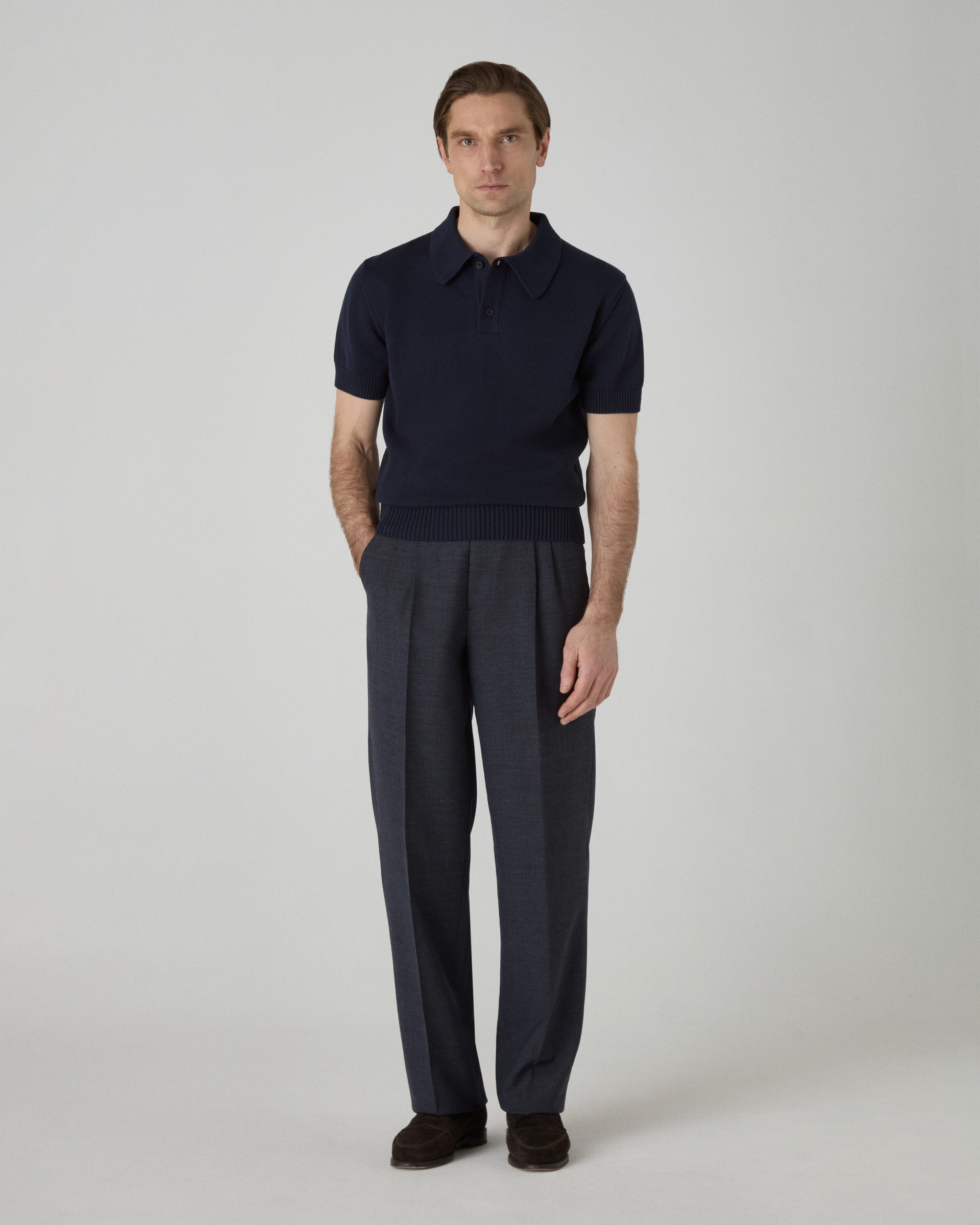 Bror Knitted Polo - Navy | Berg & Berg