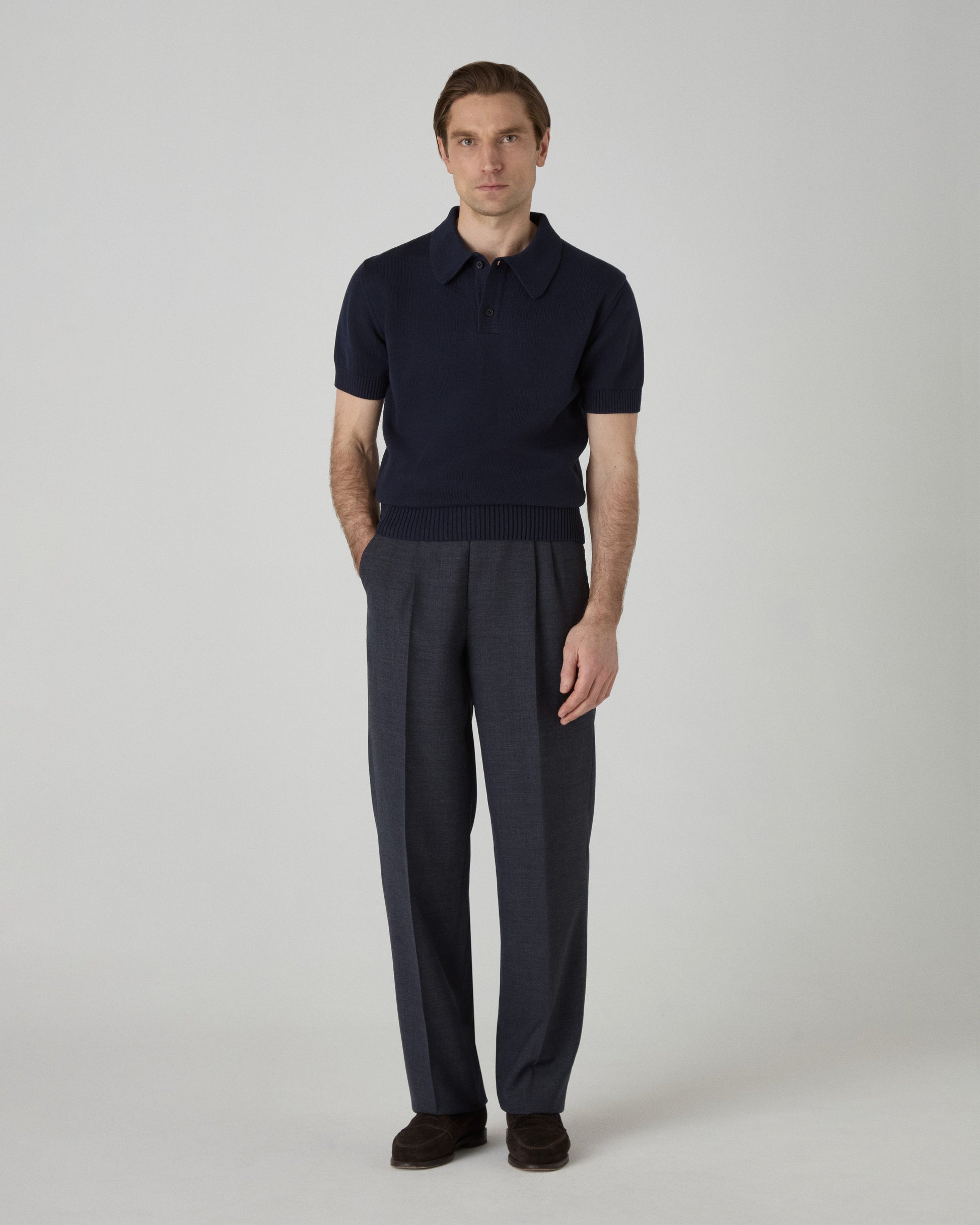 Bror Knitted Polo - Navy Berg & Berg