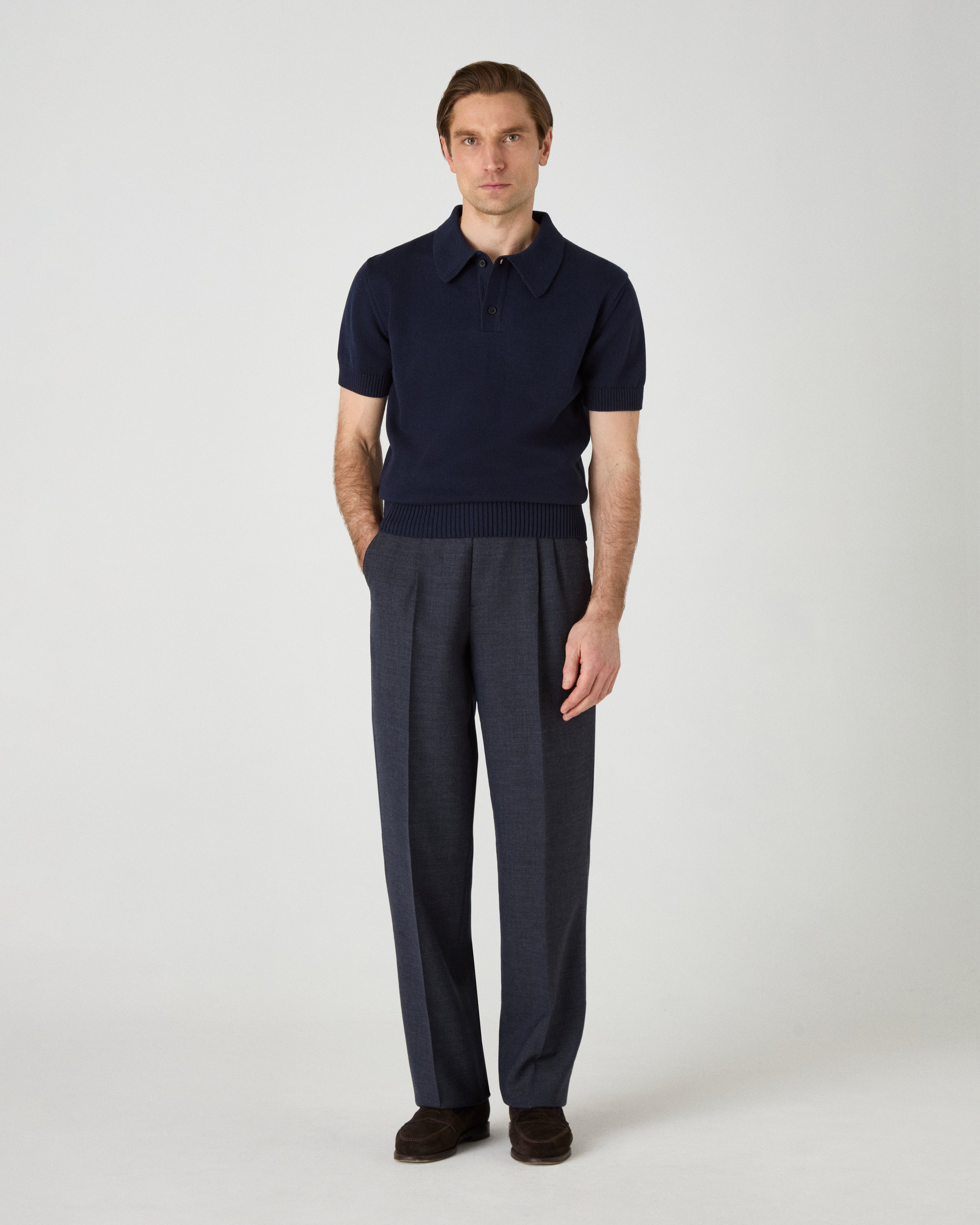August High Twist Wool Trousers - Air Force Blue Berg & Berg