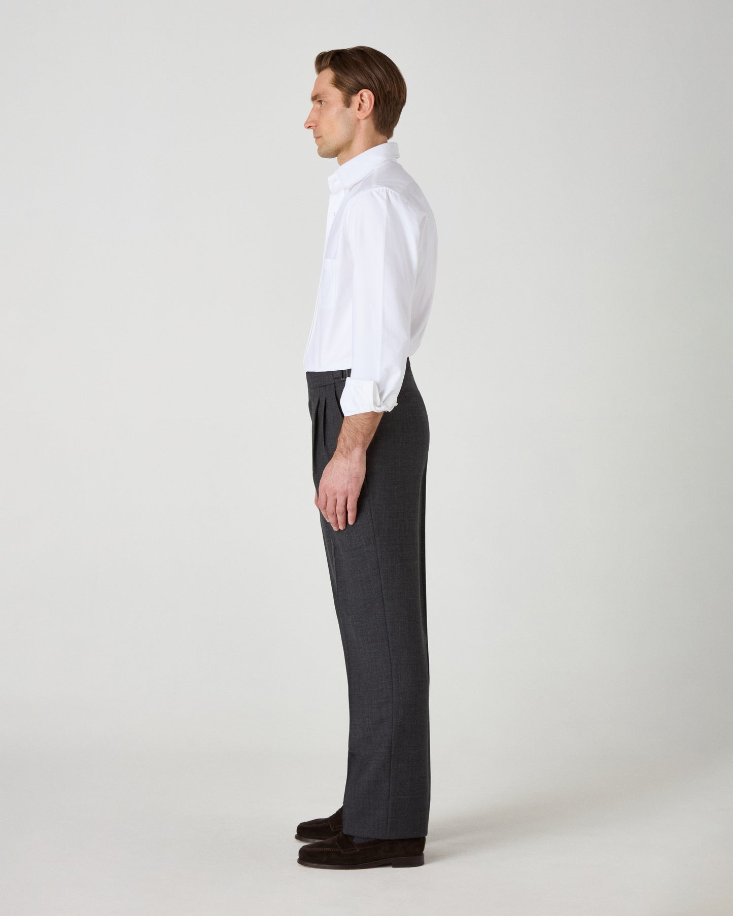August High Twist Wool Trousers - Mid Grey | Berg & Berg