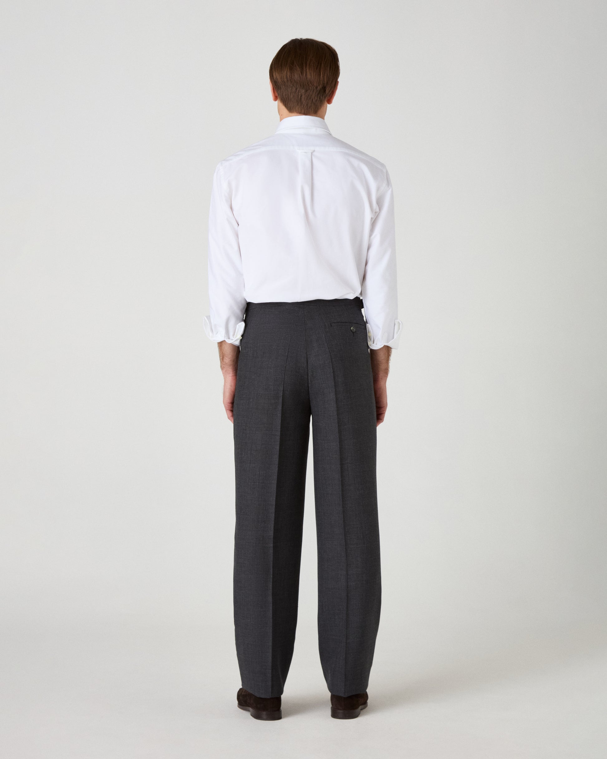 August High Twist Wool Trousers - Mid Grey | Berg & Berg