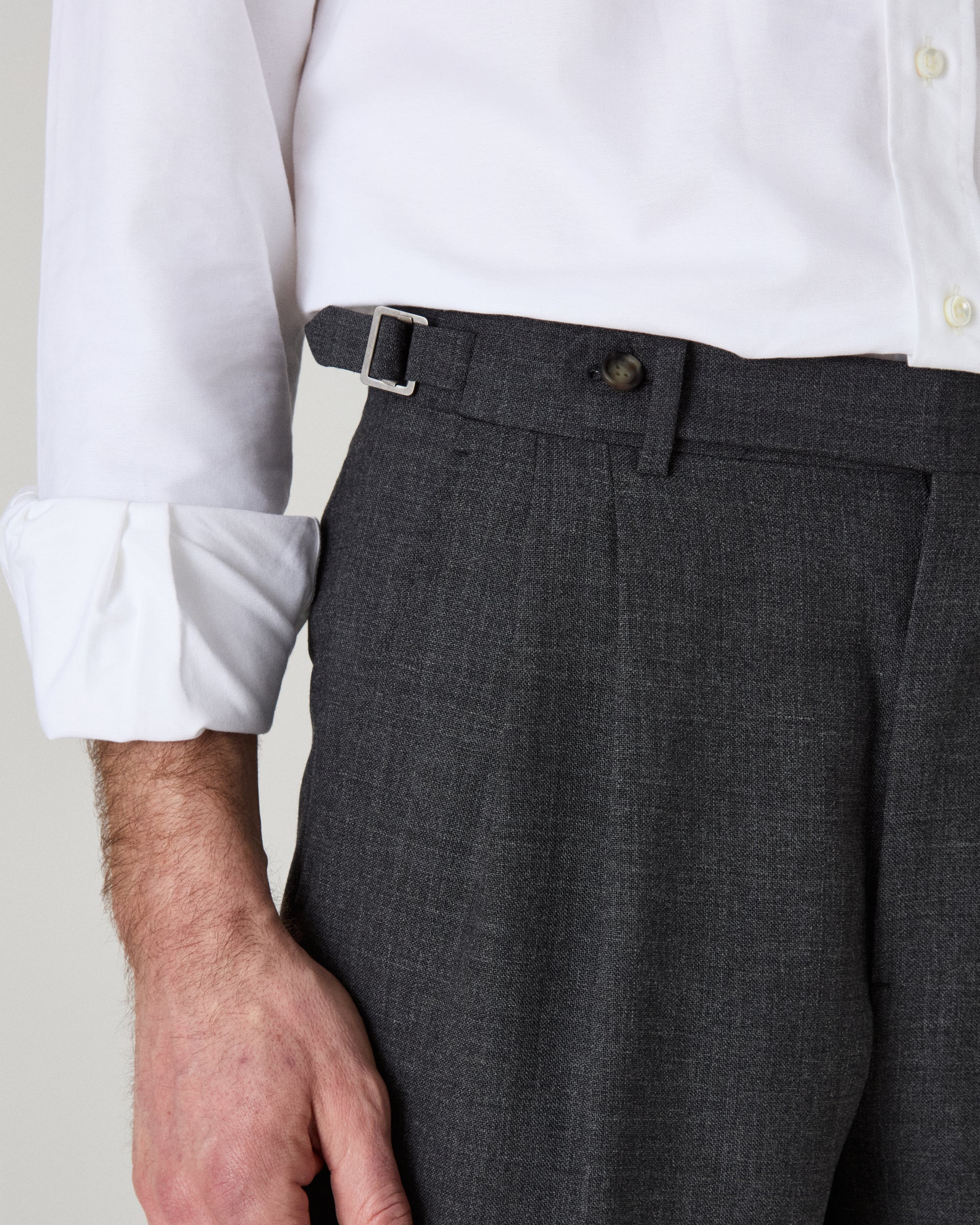 August High Twist Wool Trousers - Mid Grey | Berg & Berg