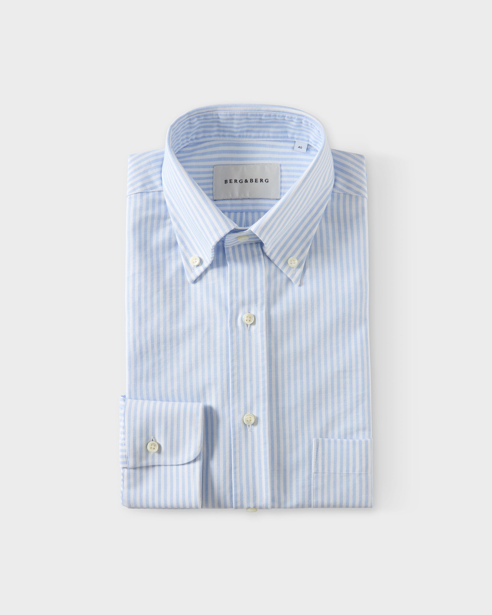 Ferdinand Oxford Button Down Shirt - White/Light Blue | Berg & Berg