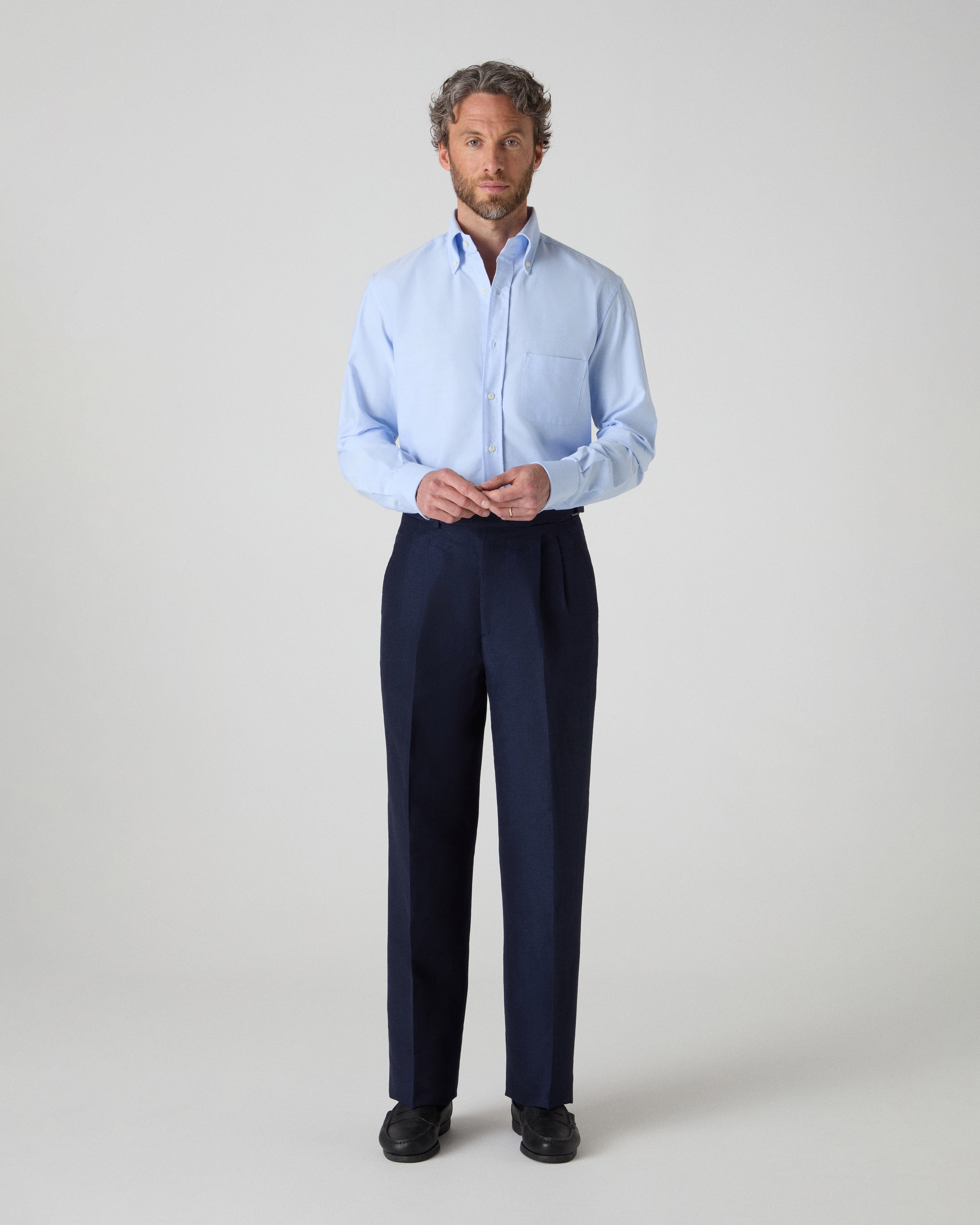 August Wool/Linen Trousers - Light Navy Berg & Berg