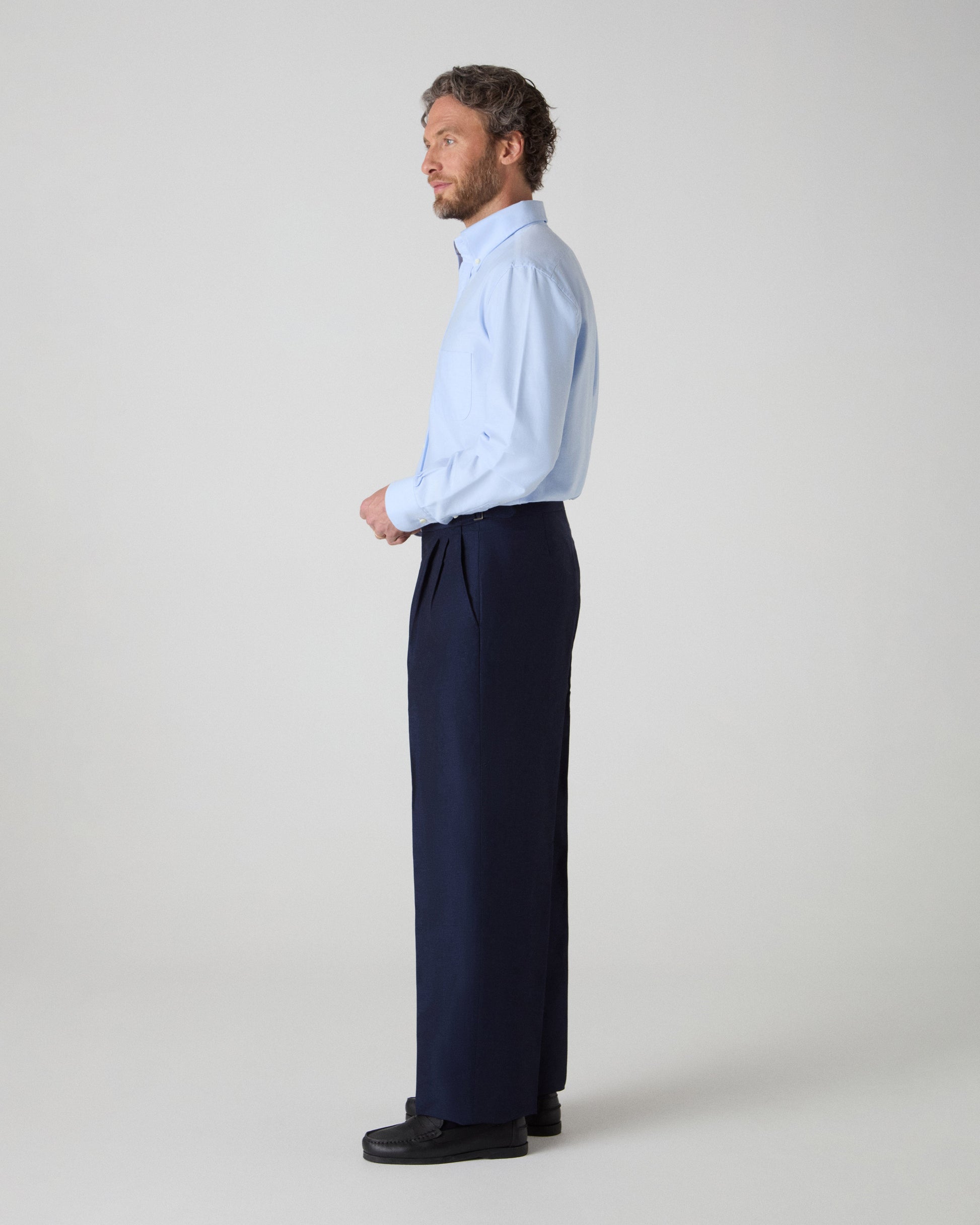 August Wool/Linen Trousers - Light Navy Berg & Berg