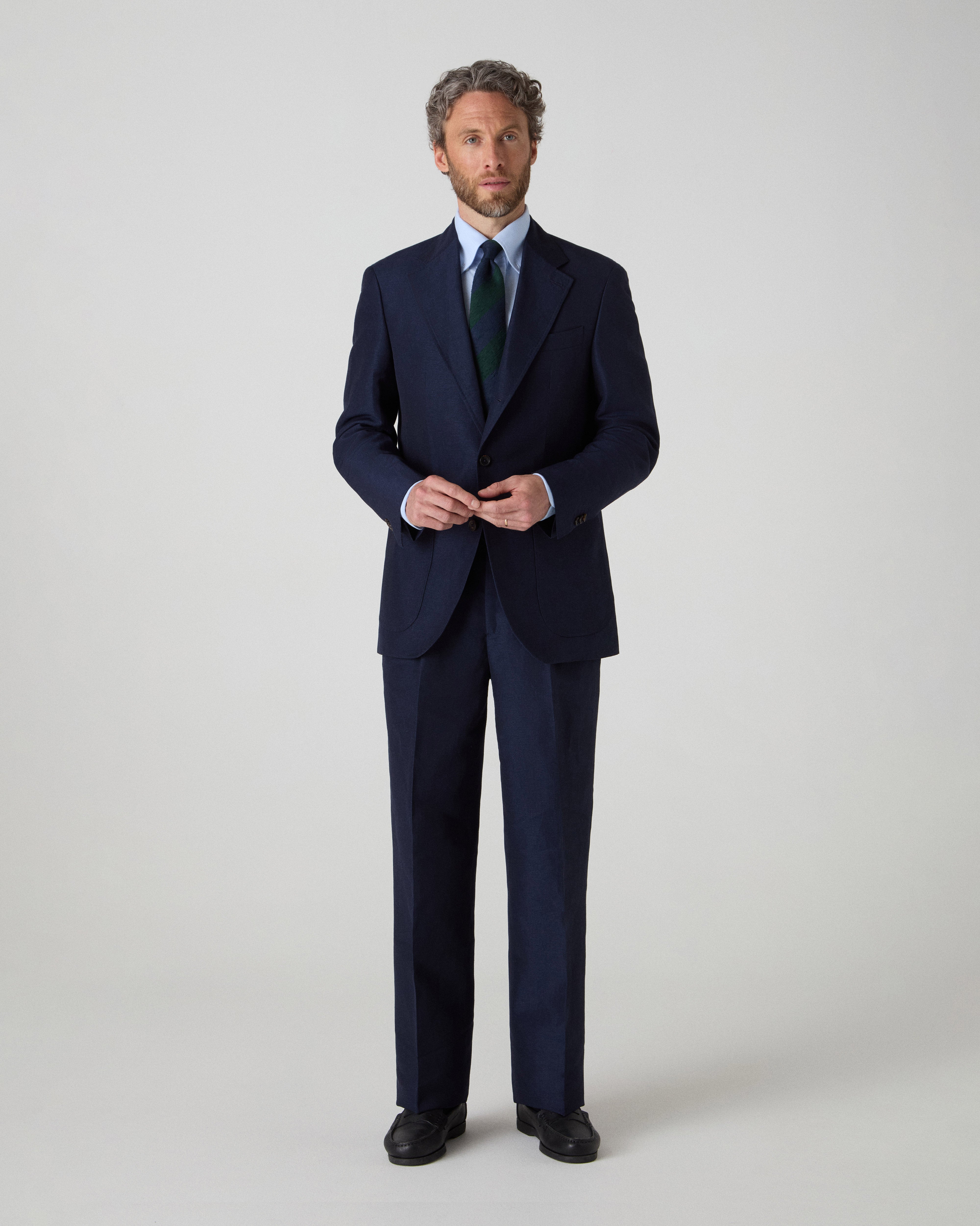 Dag Sport Wool/Linen Suit Jacket - Light Navy Berg & Berg