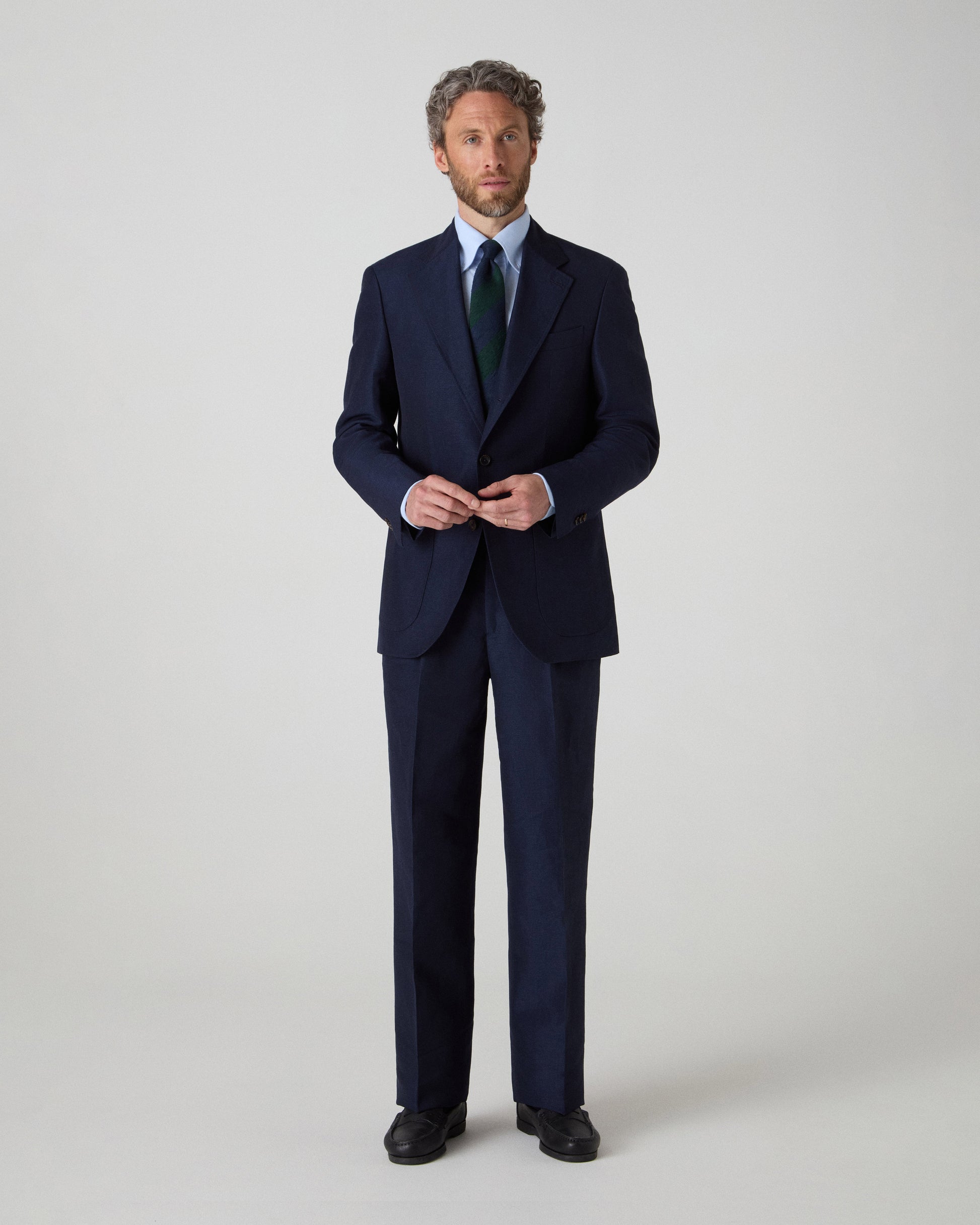 Dag Sport Wool/Linen Suit Jacket - Light Navy Berg & Berg
