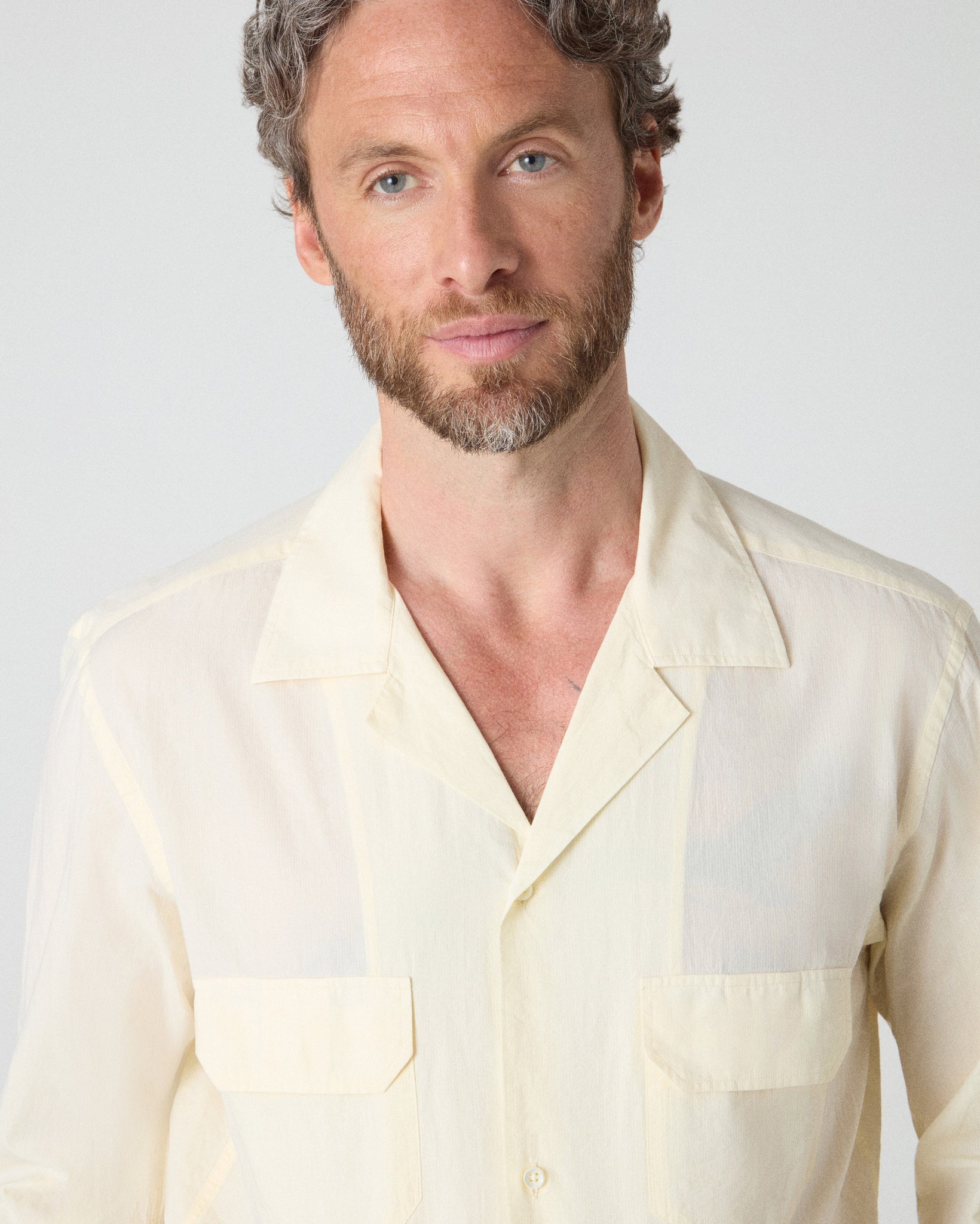 Fred Camp Collar Shirt - Pale Lemon Berg & Berg