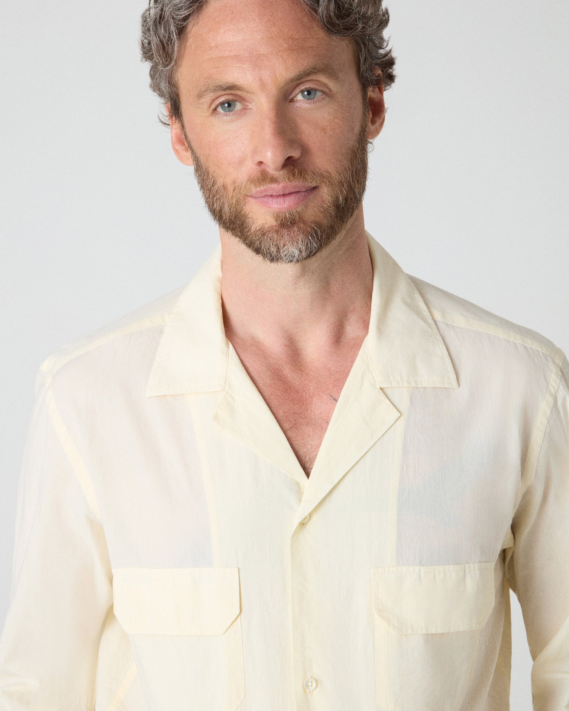 Fred Camp Collar Shirt - Pale Lemon Berg & Berg
