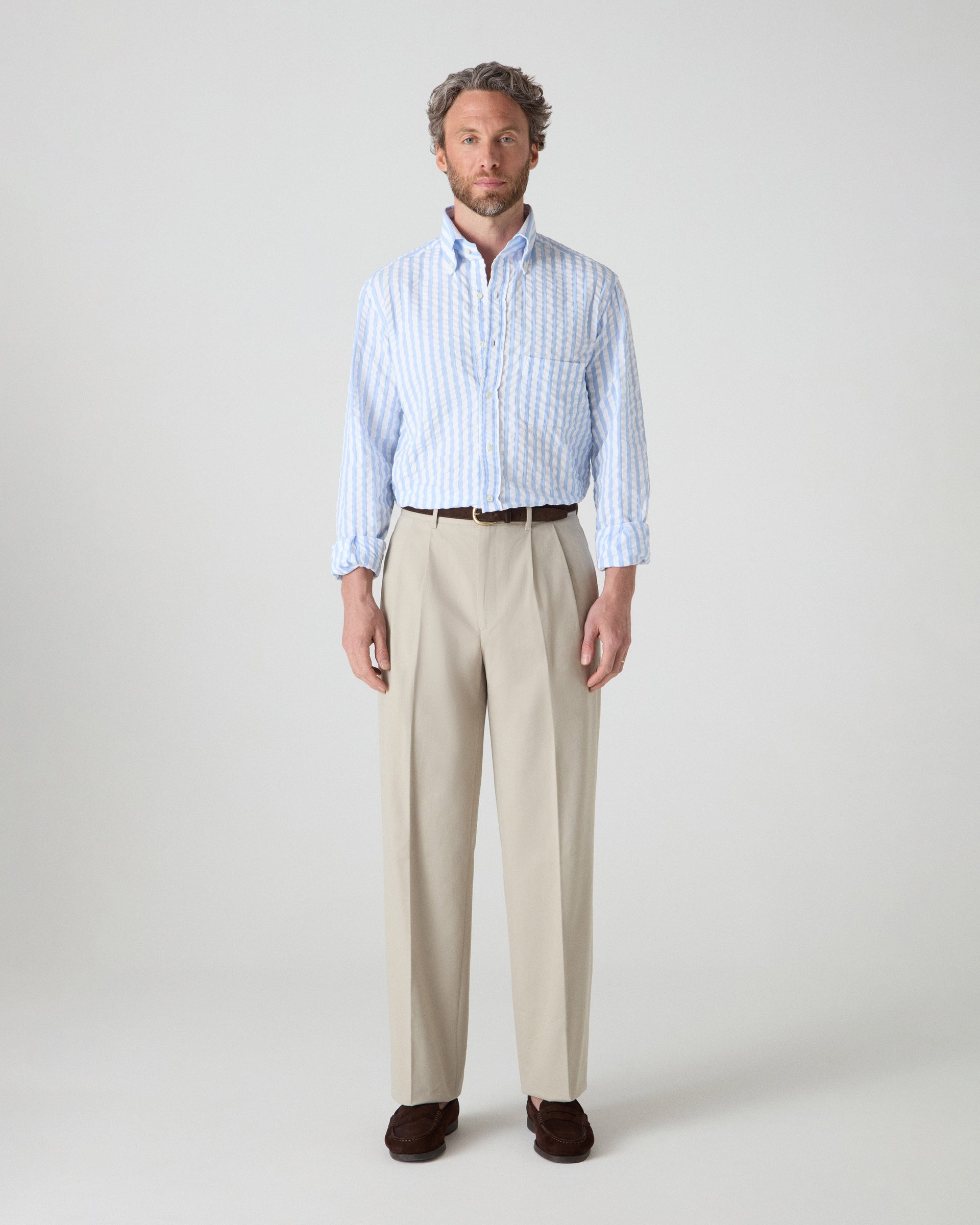 Antonello Cotton Trousers - Stone Berg & Berg