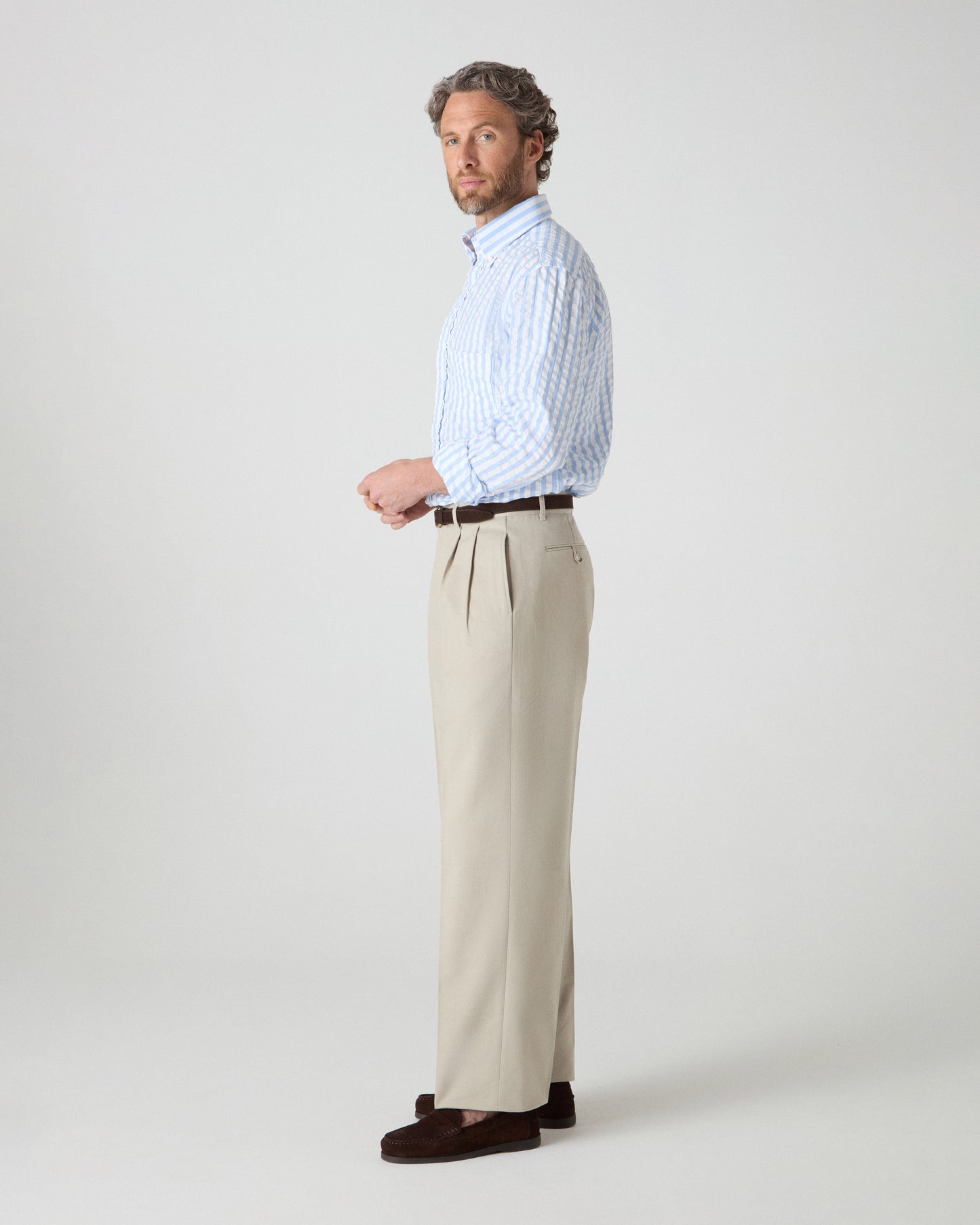 Antonello Cotton Trousers - Stone Berg & Berg