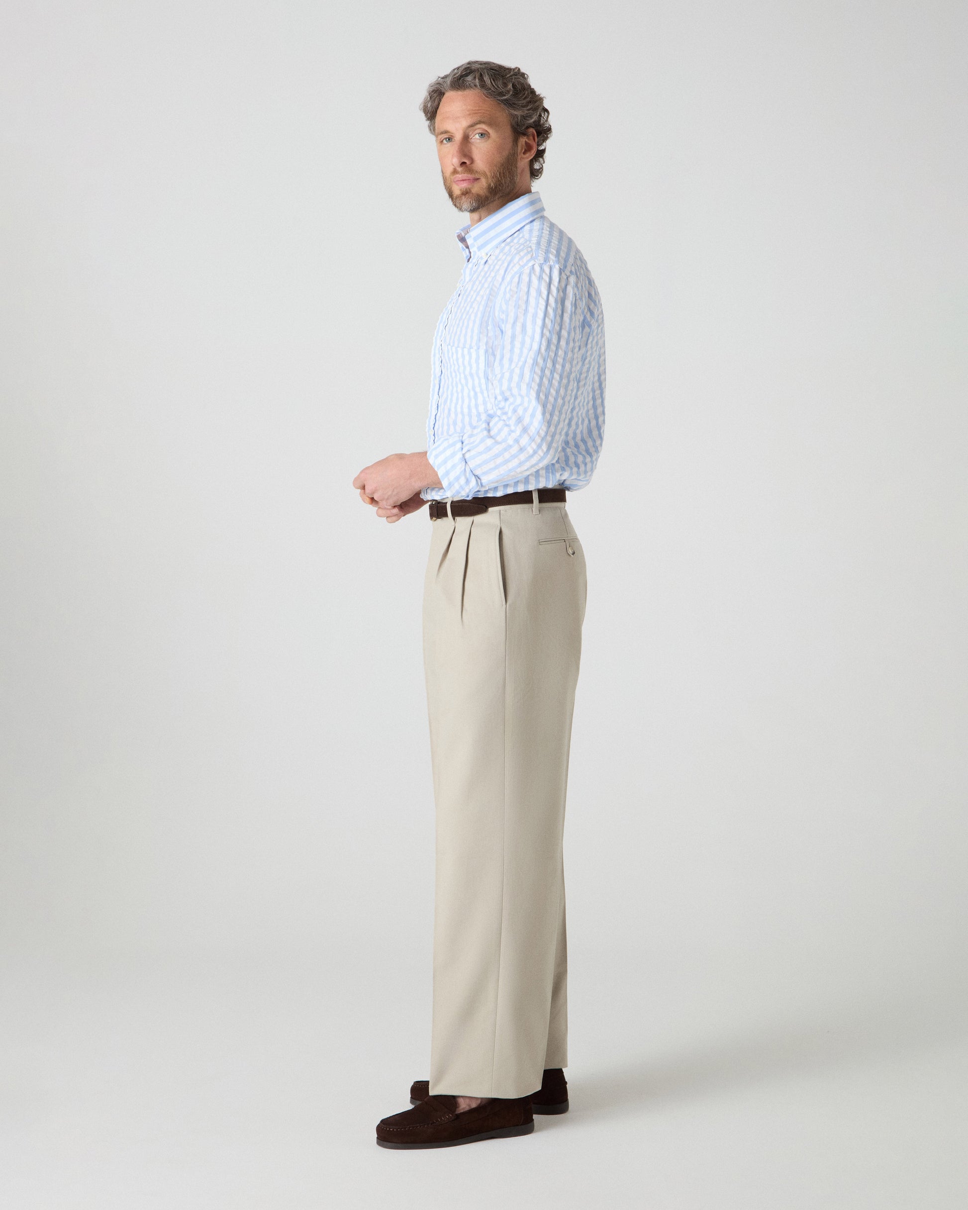Antonello Cotton Trousers - Stone Berg & Berg