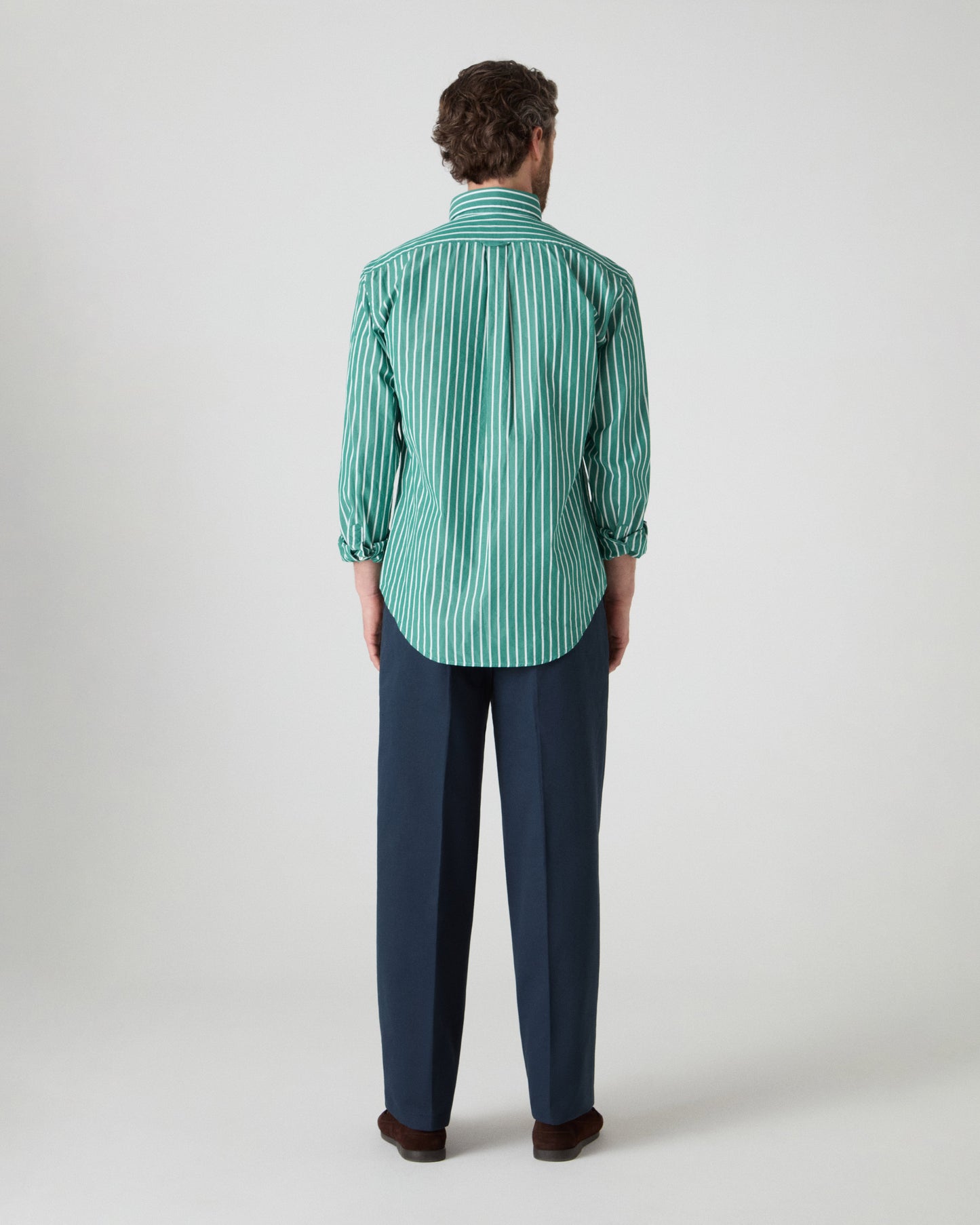 Ferdinand Poplin Button Down Shirt - Pine/White | Berg & Berg