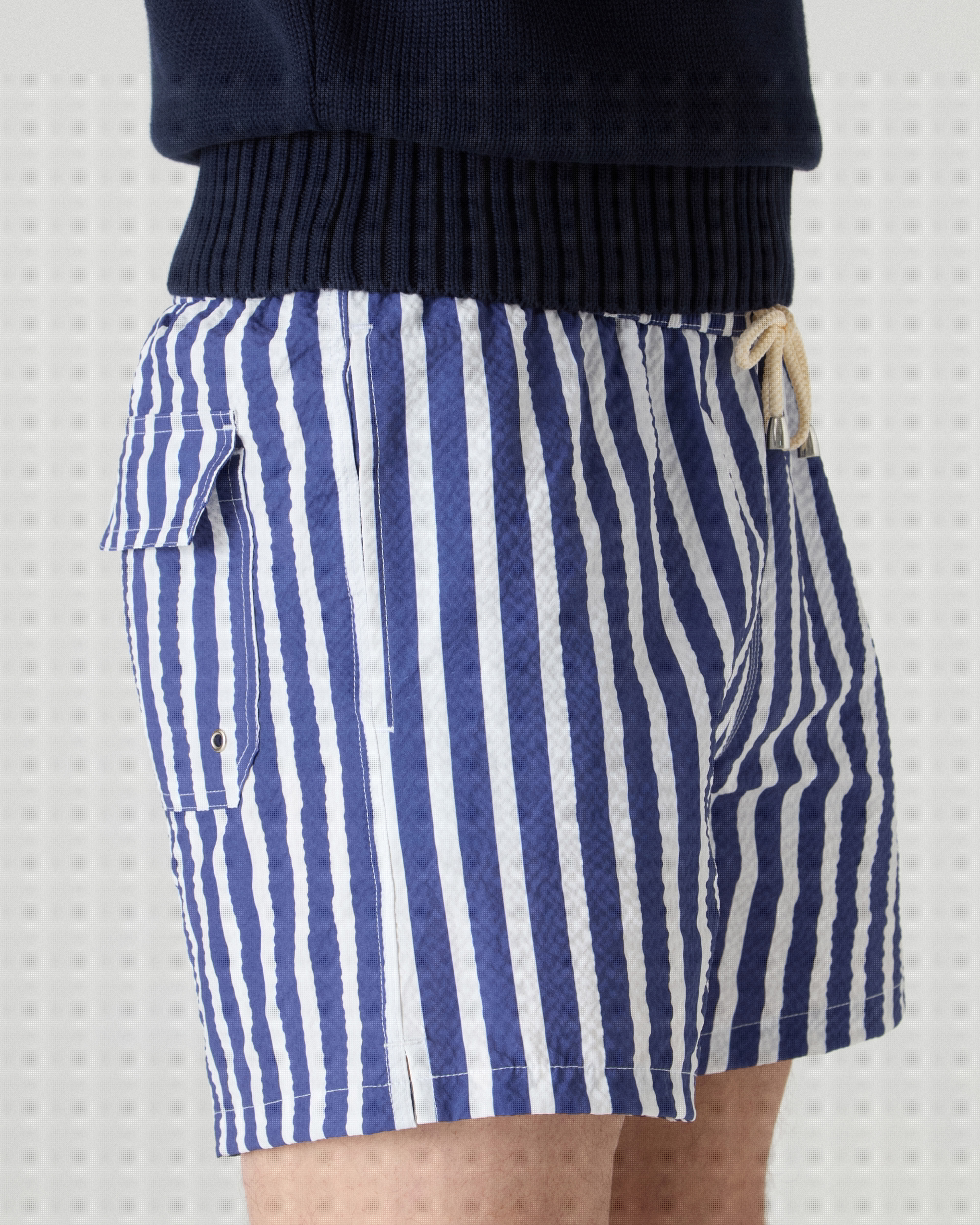 Alberto Swim Shorts - Blue/White Seersucker bergbergstore