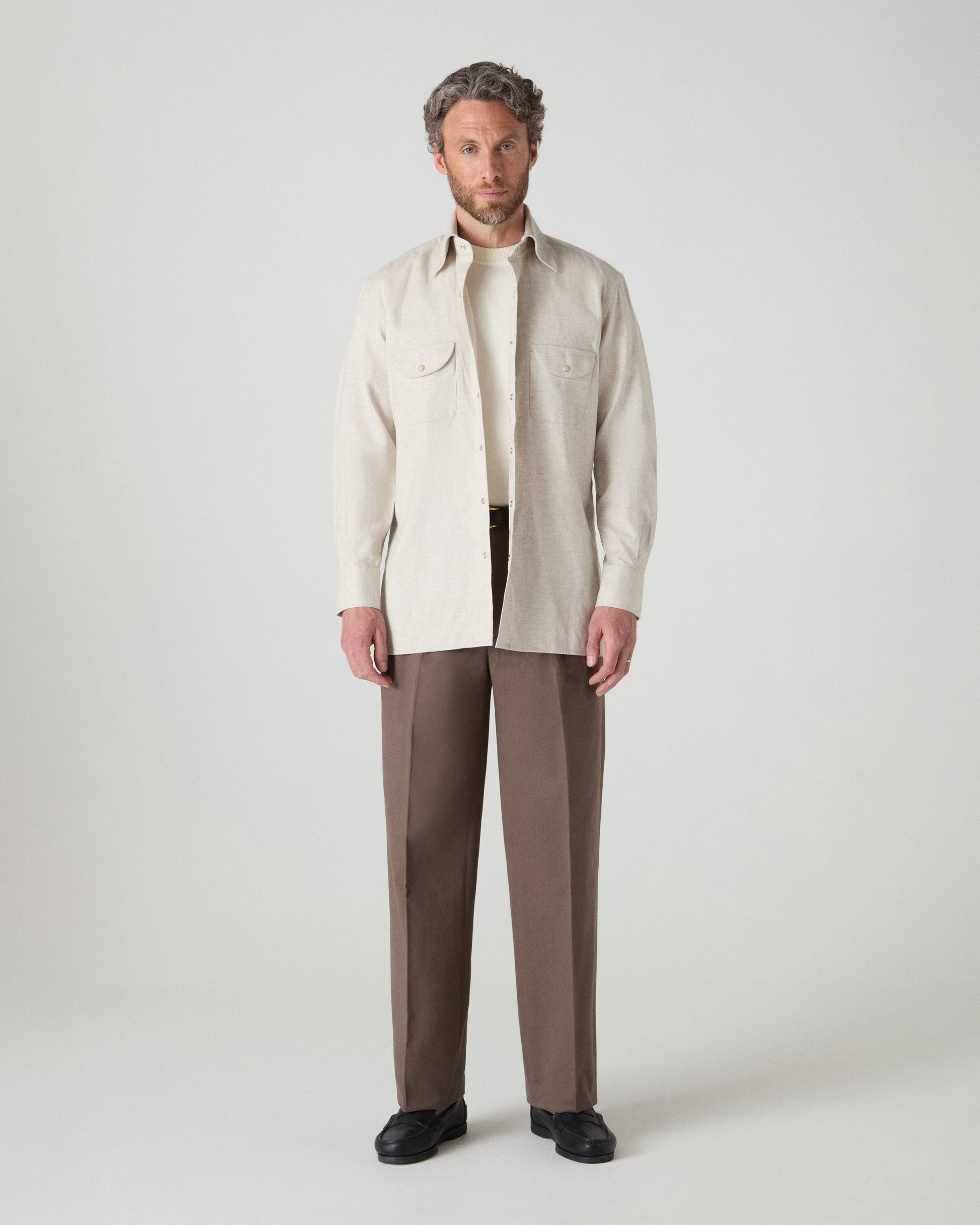 Fernando Western Shirt - Sand | Berg & Berg