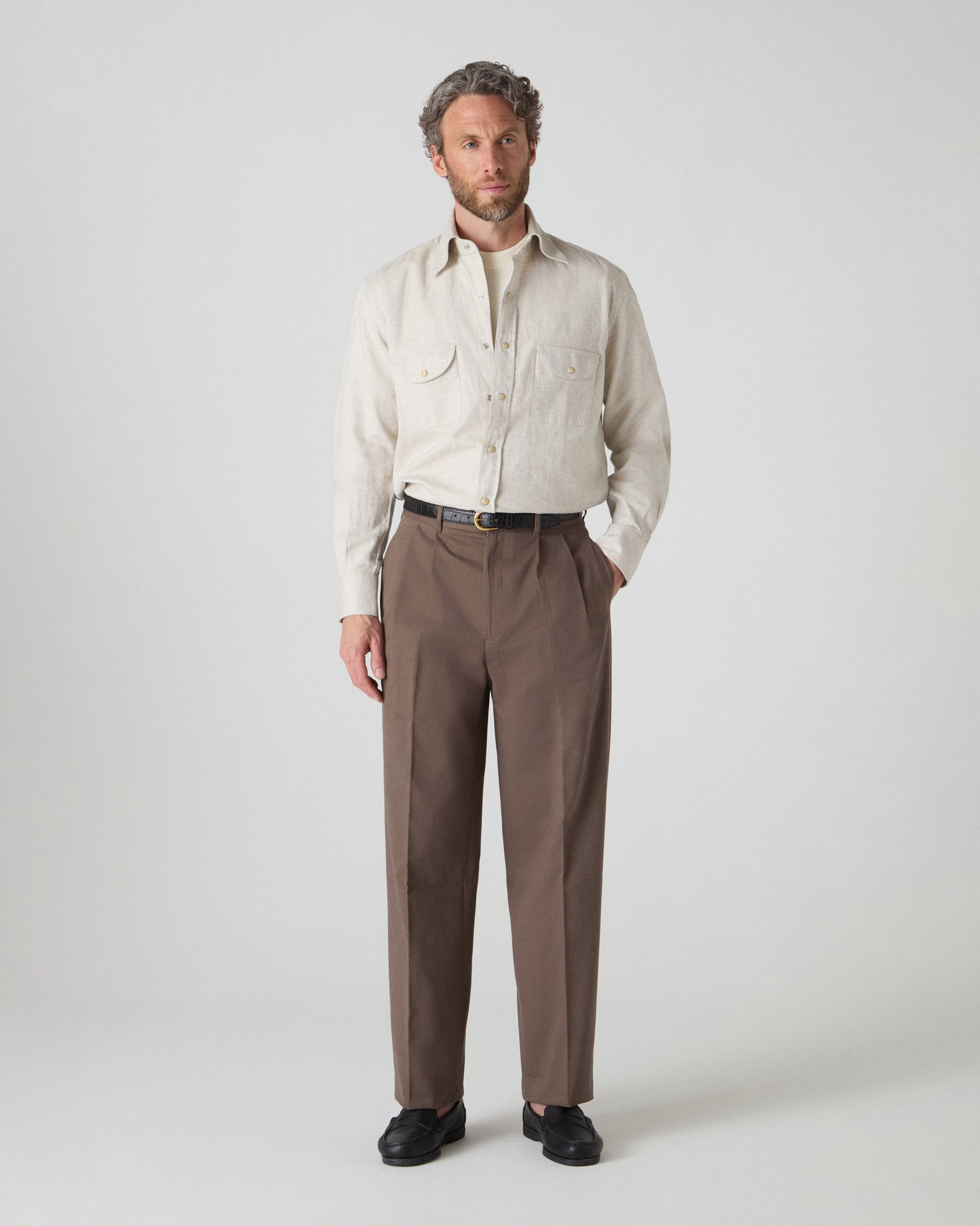 Fernando Western Shirt - Sand | Berg & Berg