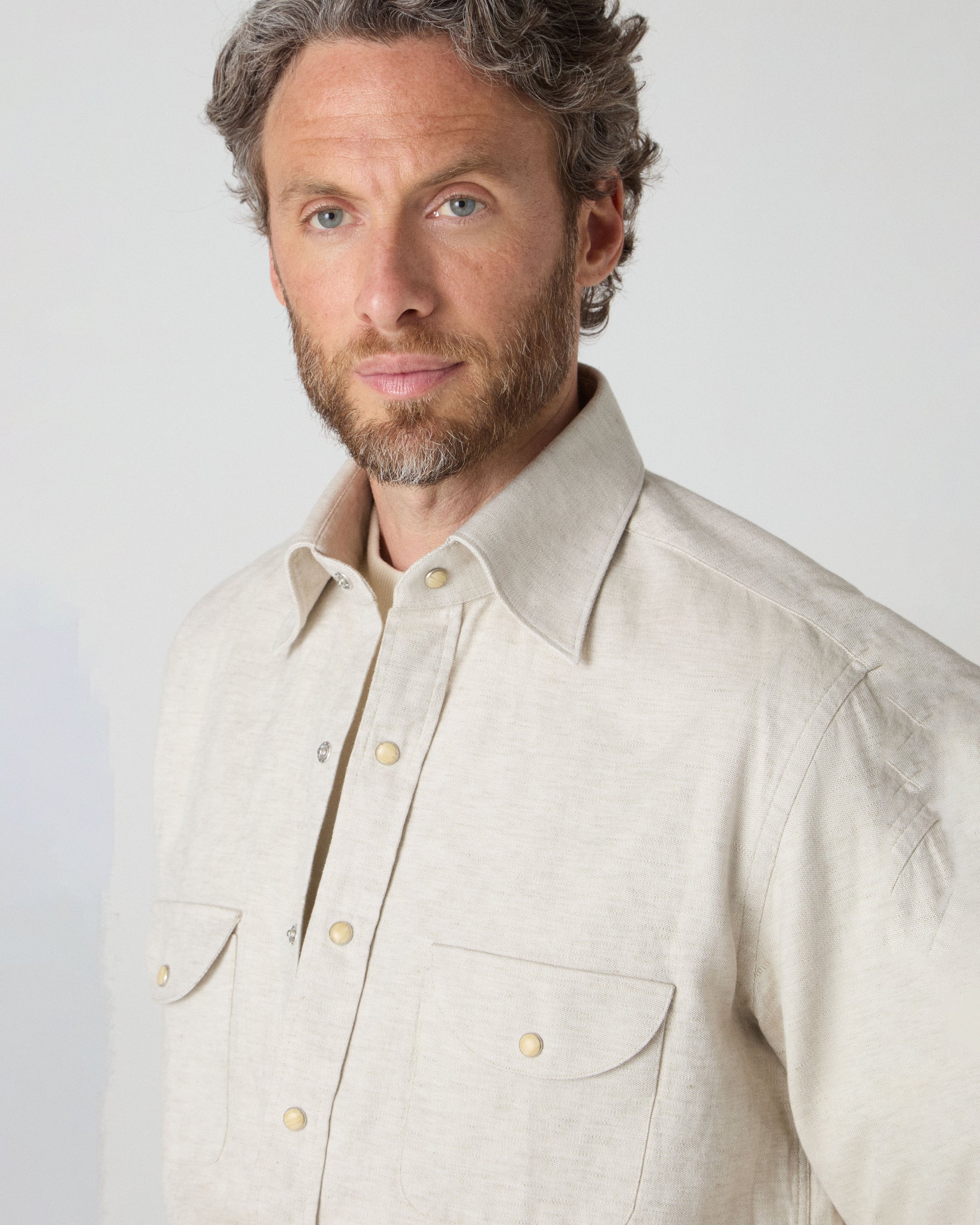 Fernando Western Shirt - Sand | Berg & Berg
