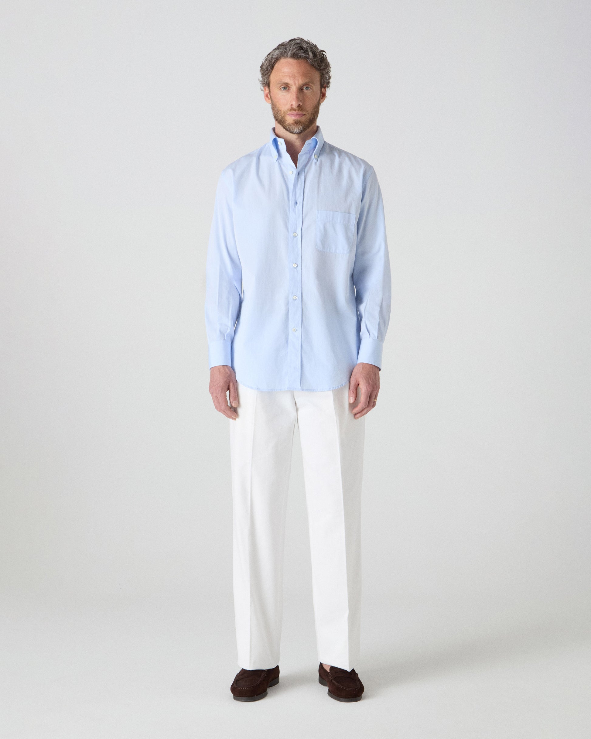 Ferdinand Poplin Button Down Shirt - Blue | Berg & Berg