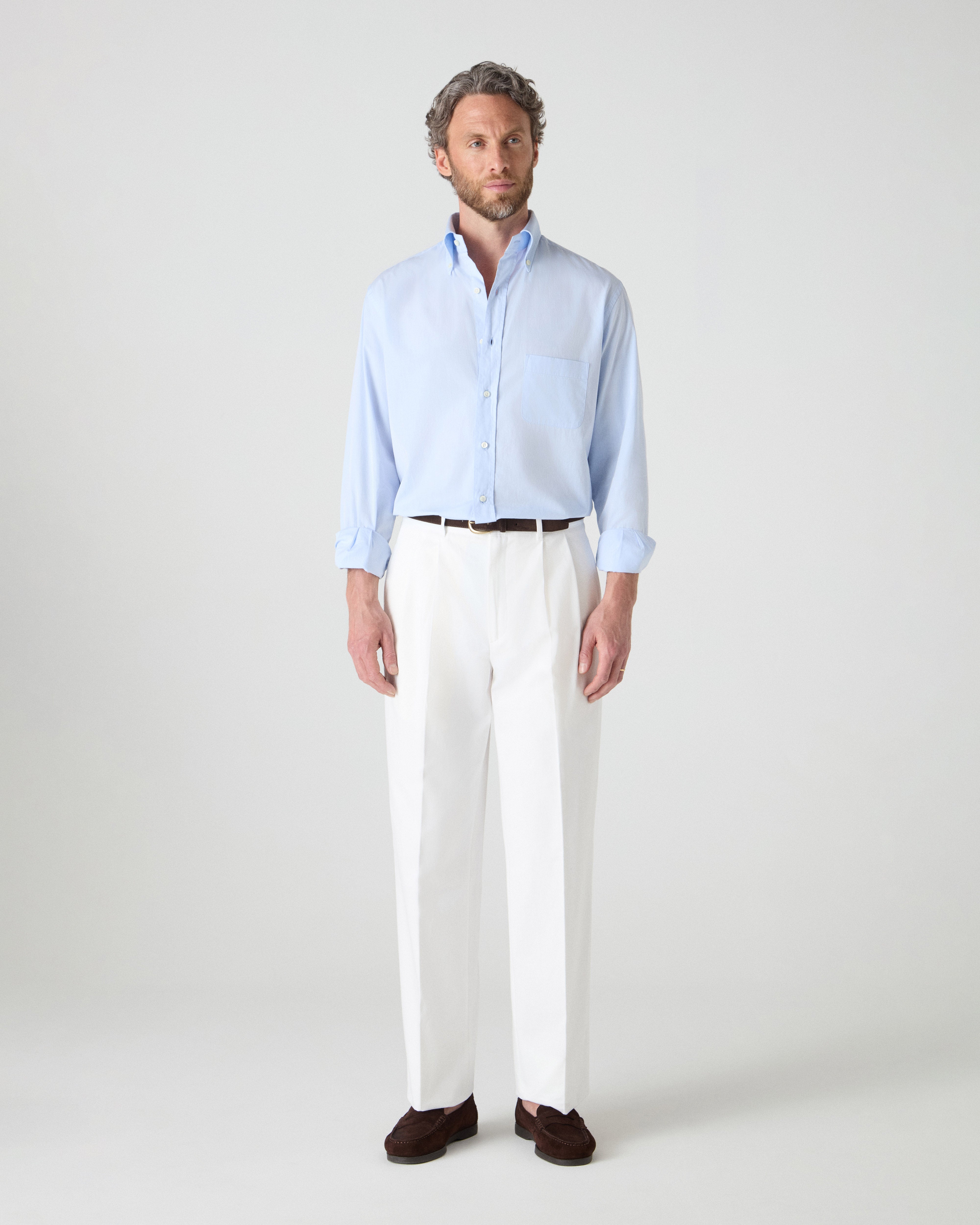 Ferdinand Poplin Button Down Shirt - Blue | Berg & Berg