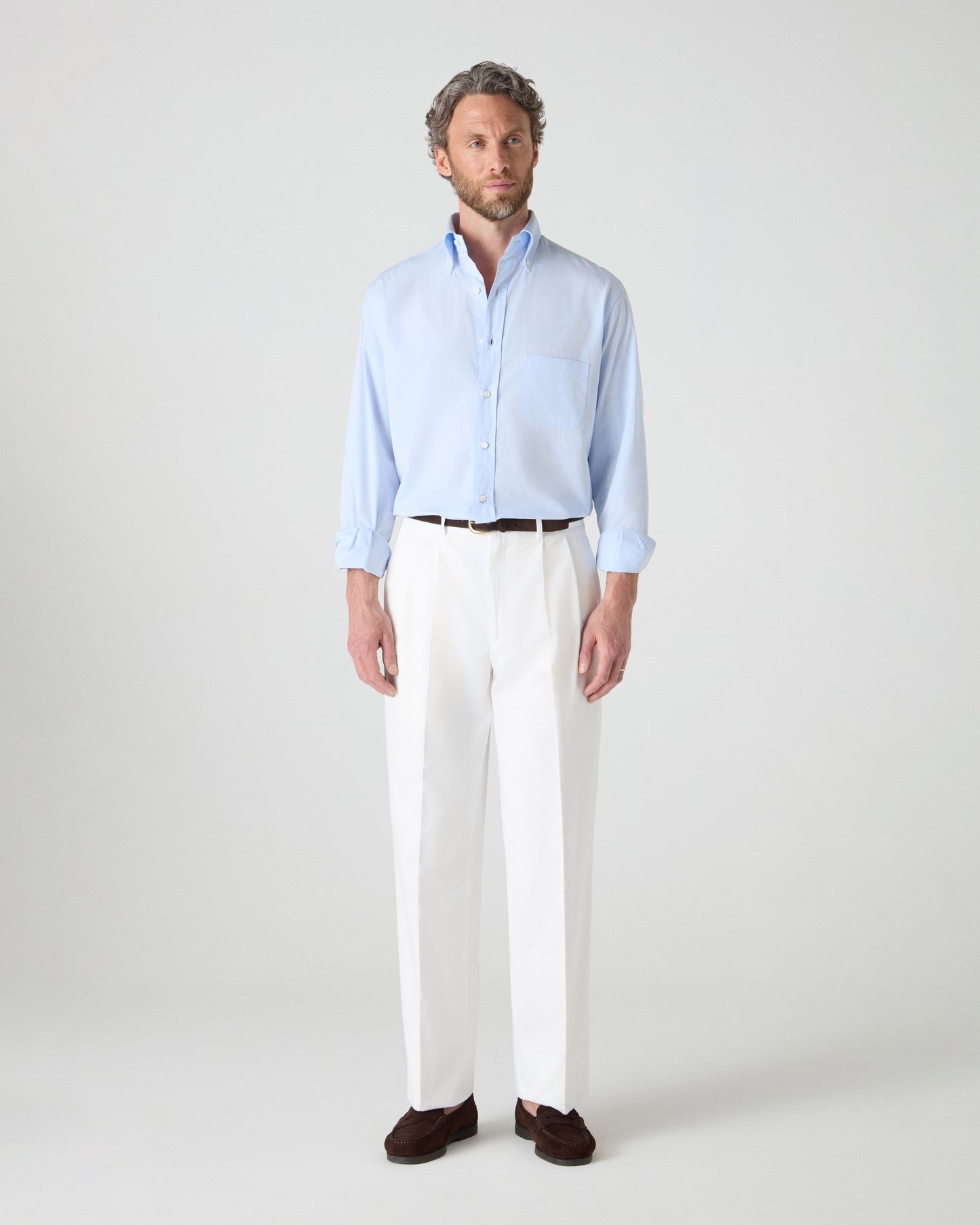 Ferdinand Poplin Button Down Shirt - Blue | Berg & Berg