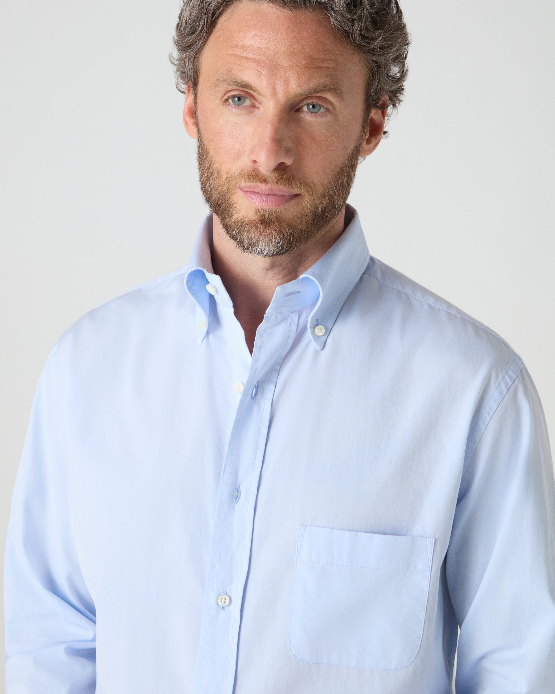 Ferdinand Poplin Button Down Shirt - Blue | Berg & Berg