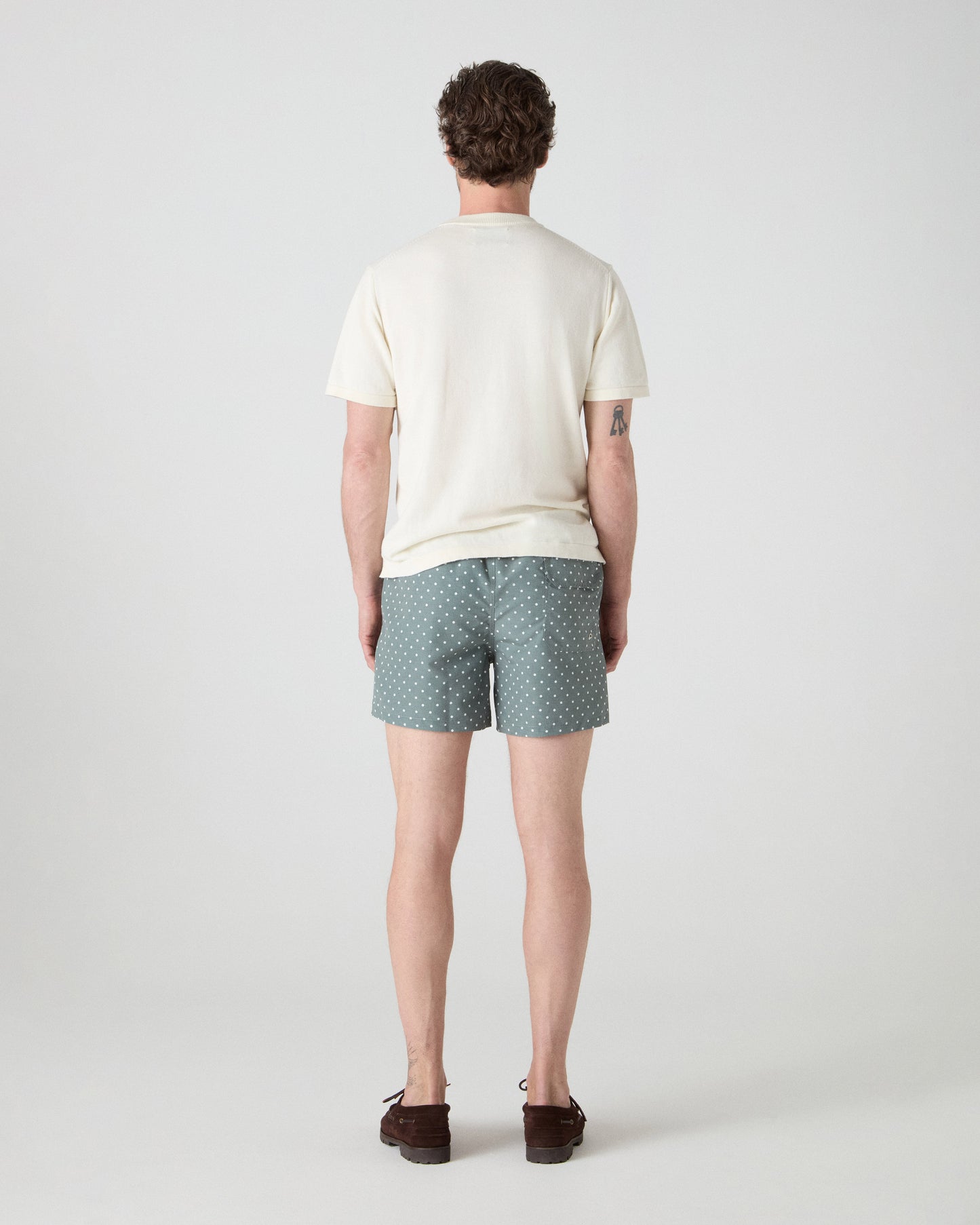 Alberto Seersucker Swim Shorts - Olive/White Dots bergbergstore
