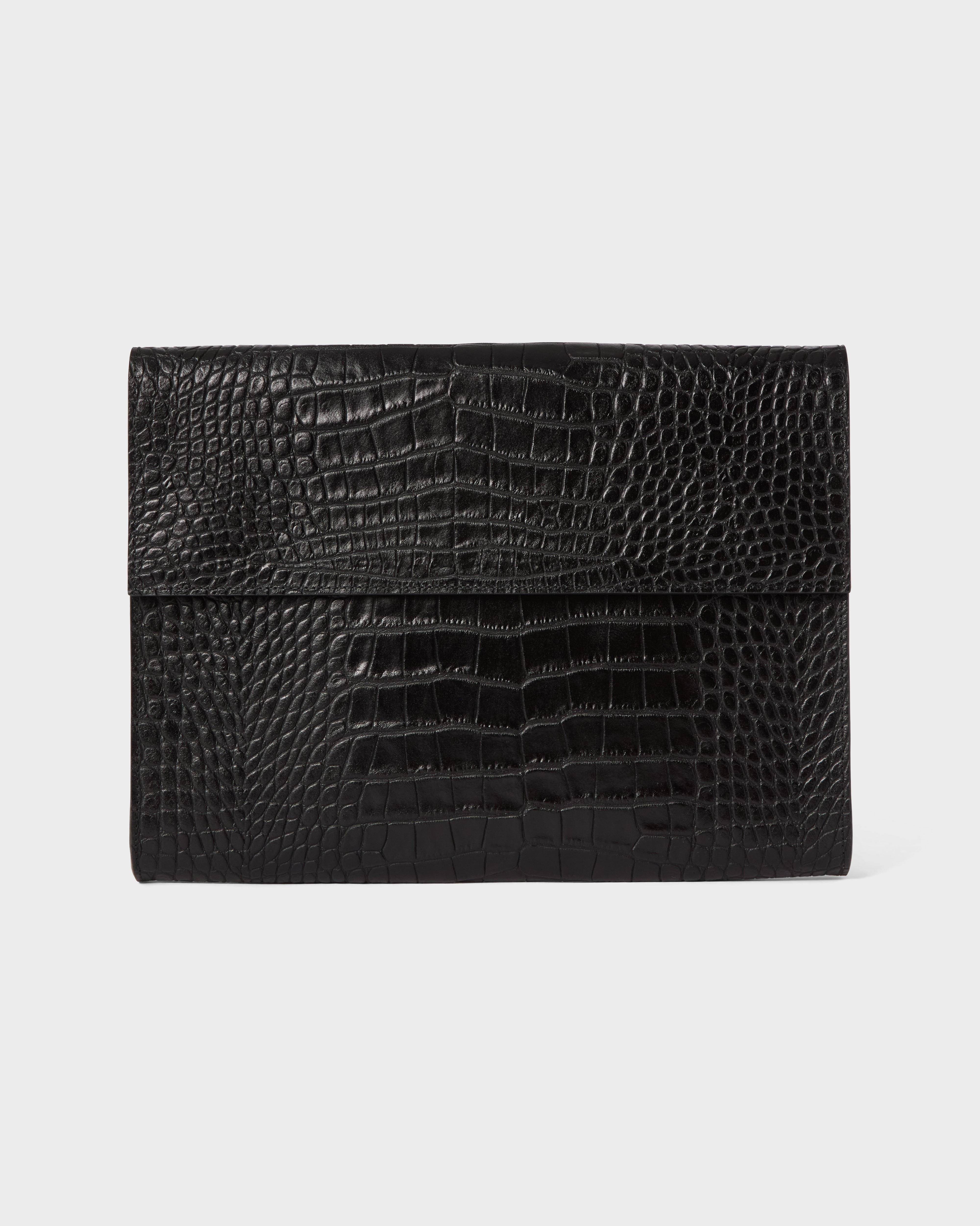 Croco Calf Laptop Portfolio - Black Berg&Berg