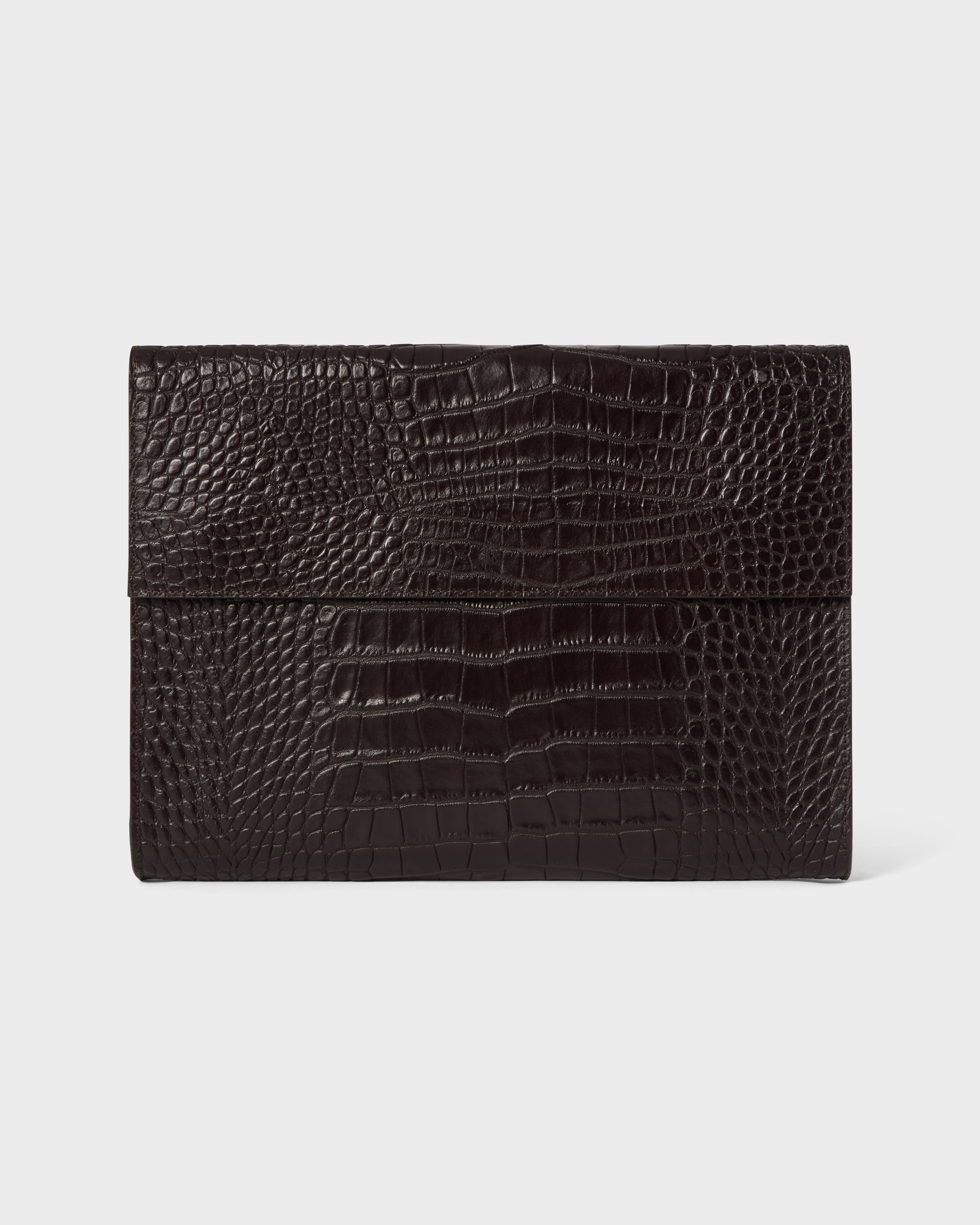 Croco Calf Laptop Portfolio - Dark Brown Berg&Berg