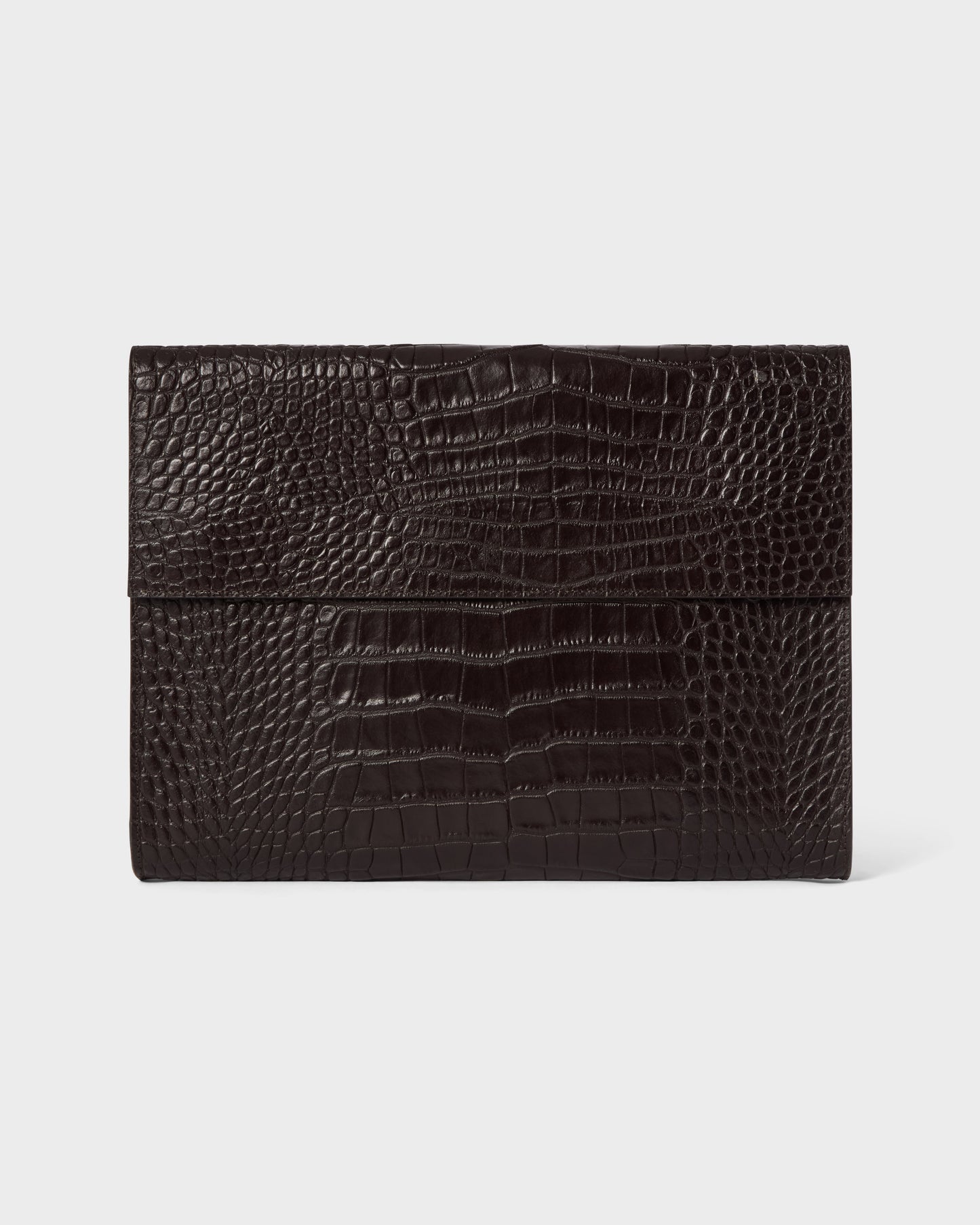 Croco Calf Laptop Portfolio - Dark Brown Berg&Berg