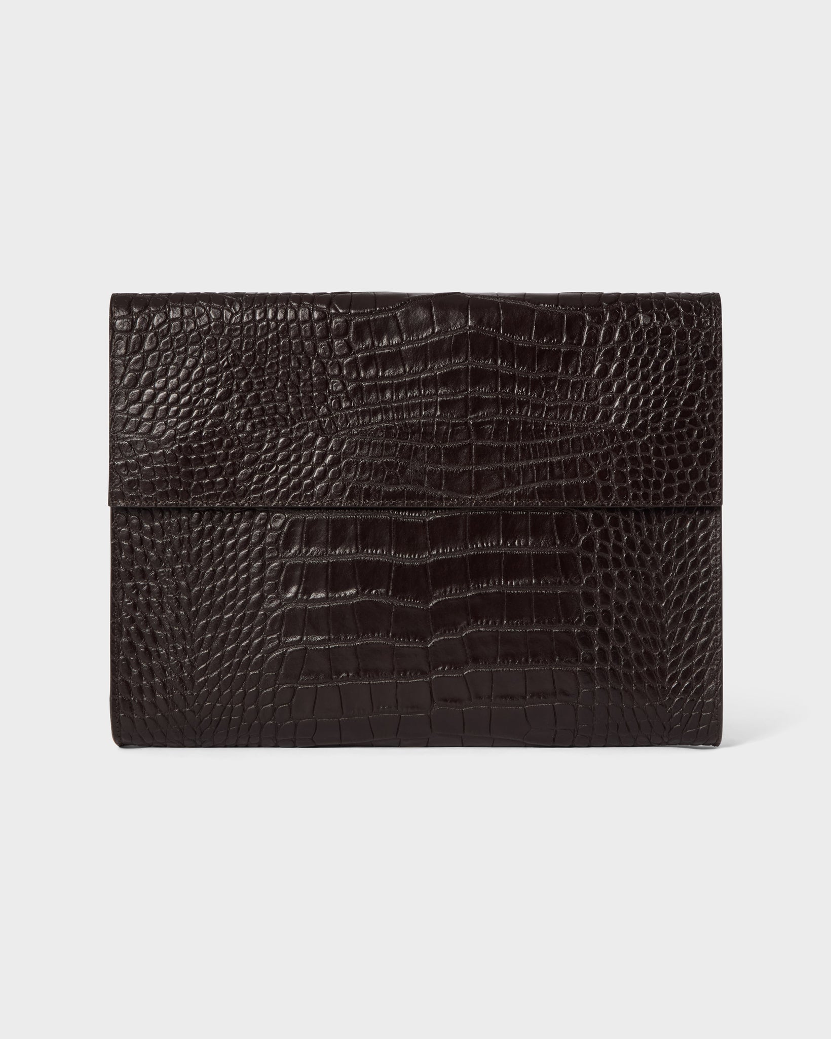 Croco Calf Laptop Portfolio - Dark Brown Berg&Berg
