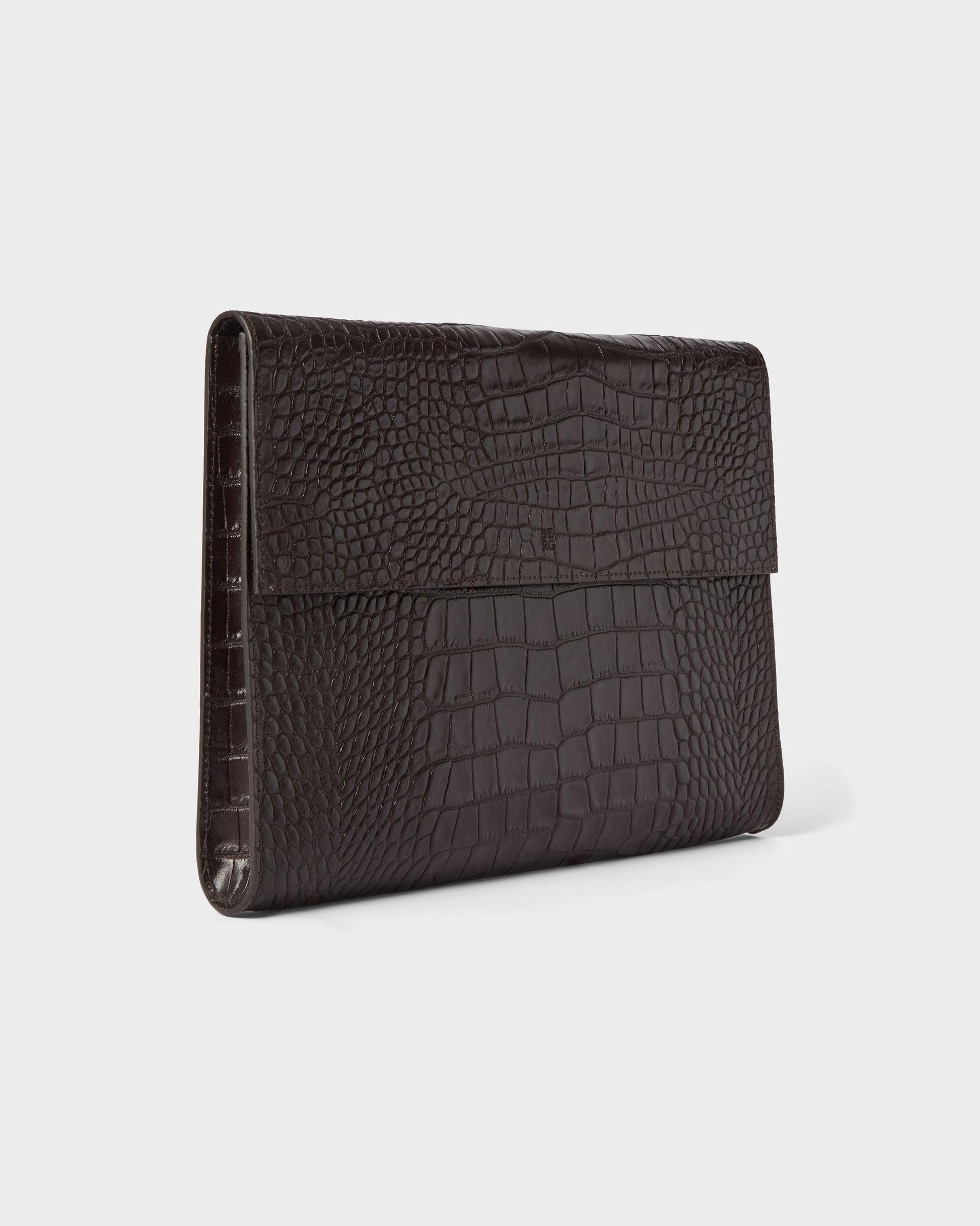 Croco Calf Laptop Portfolio - Dark Brown Berg&Berg