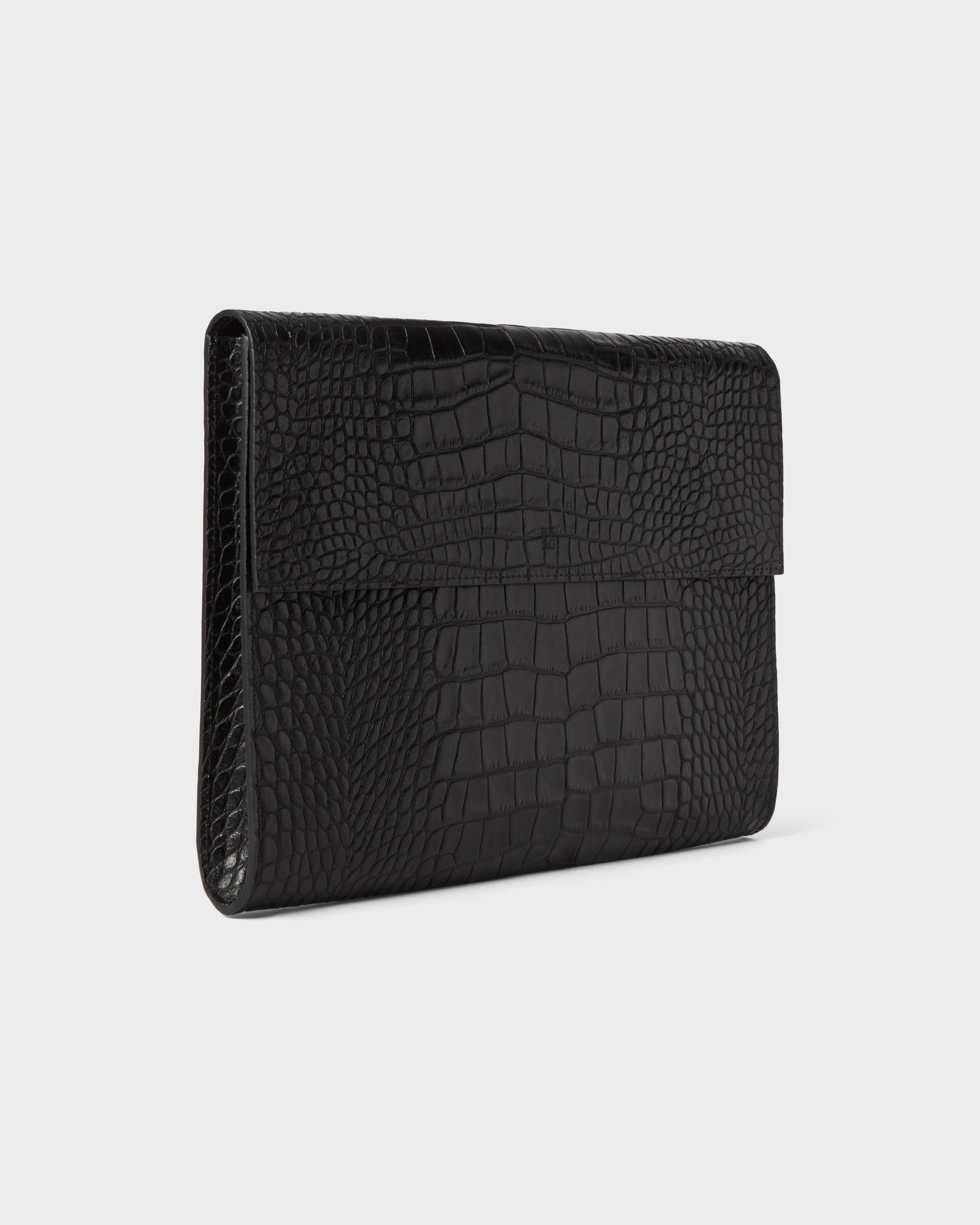 Croco Calf Laptop Portfolio - Black Berg&Berg