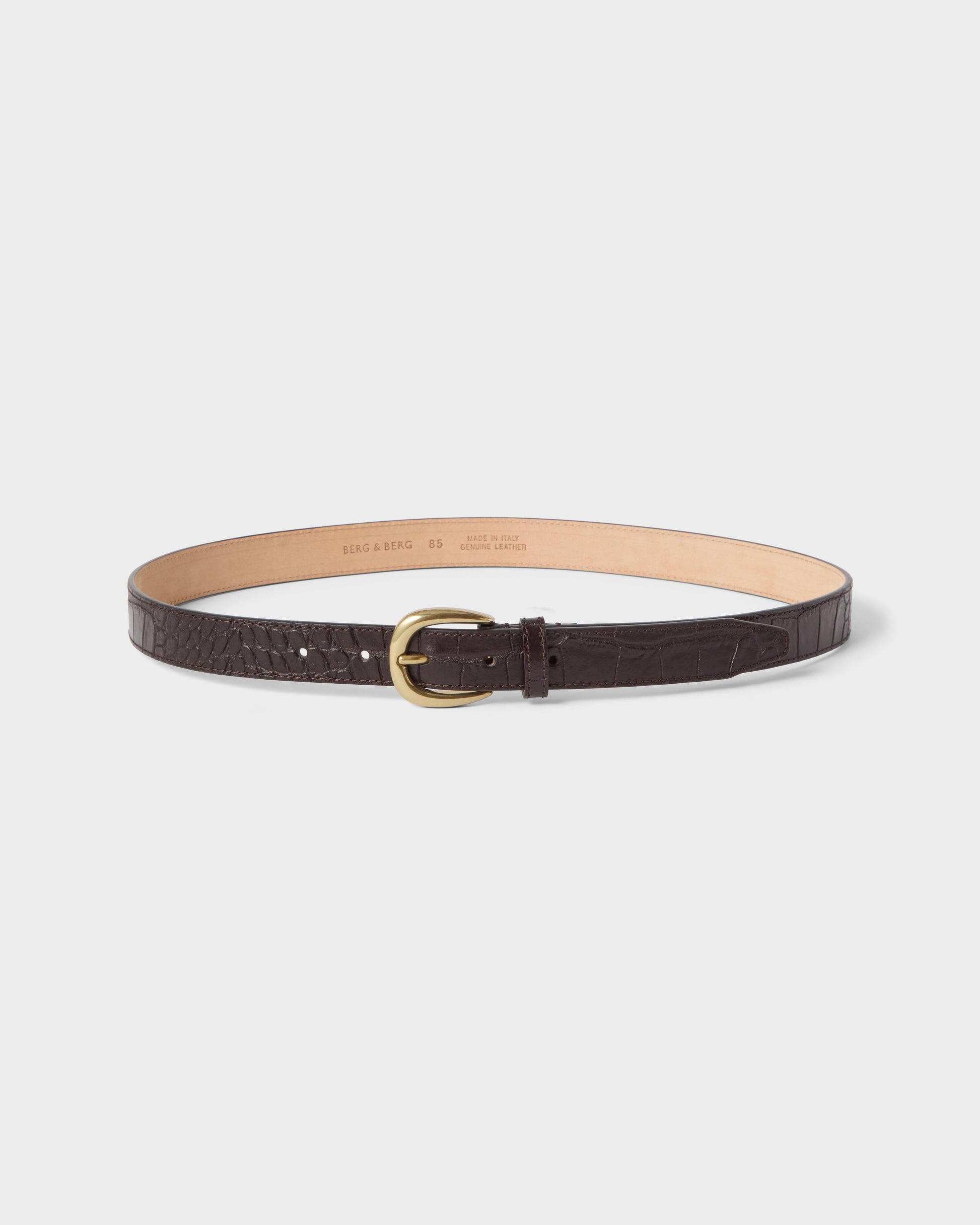 Leather Belt - Dark Brown Croco Berg & Berg