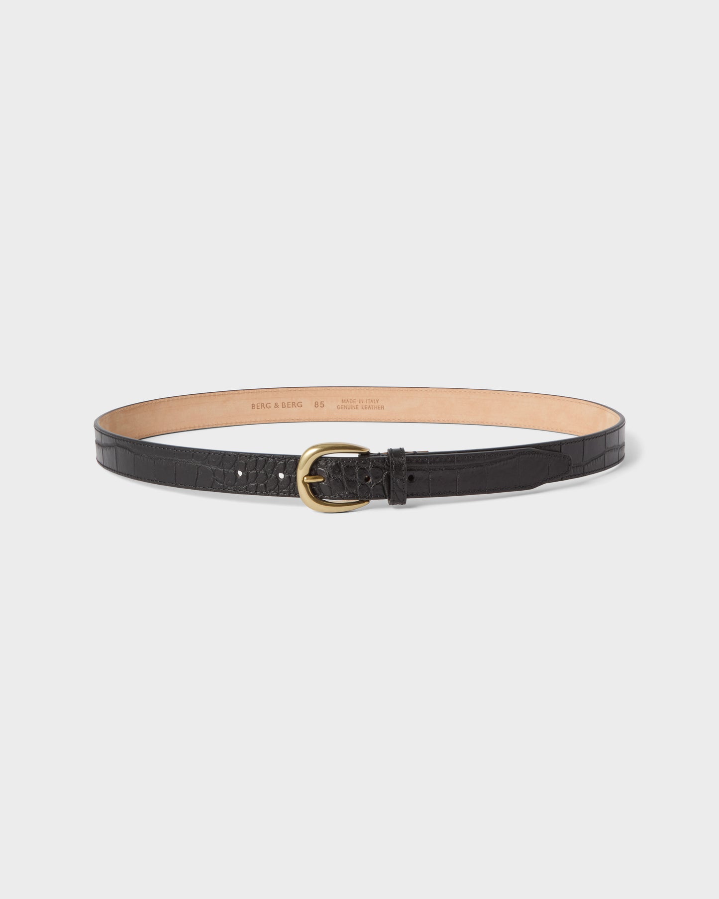 Leather Belt - Black Croco Berg & Berg