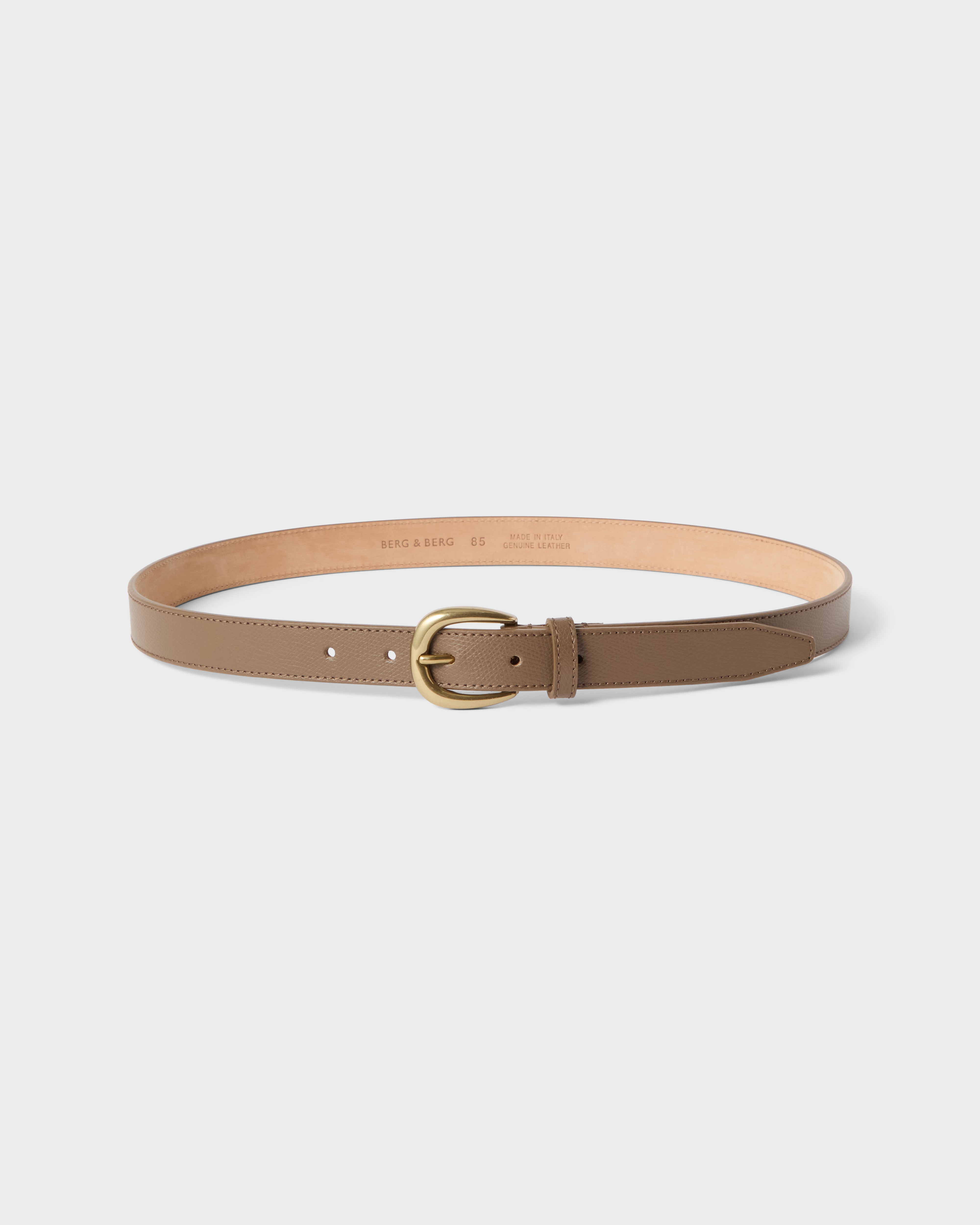 Grained Leather Belt - Taupe Berg & Berg