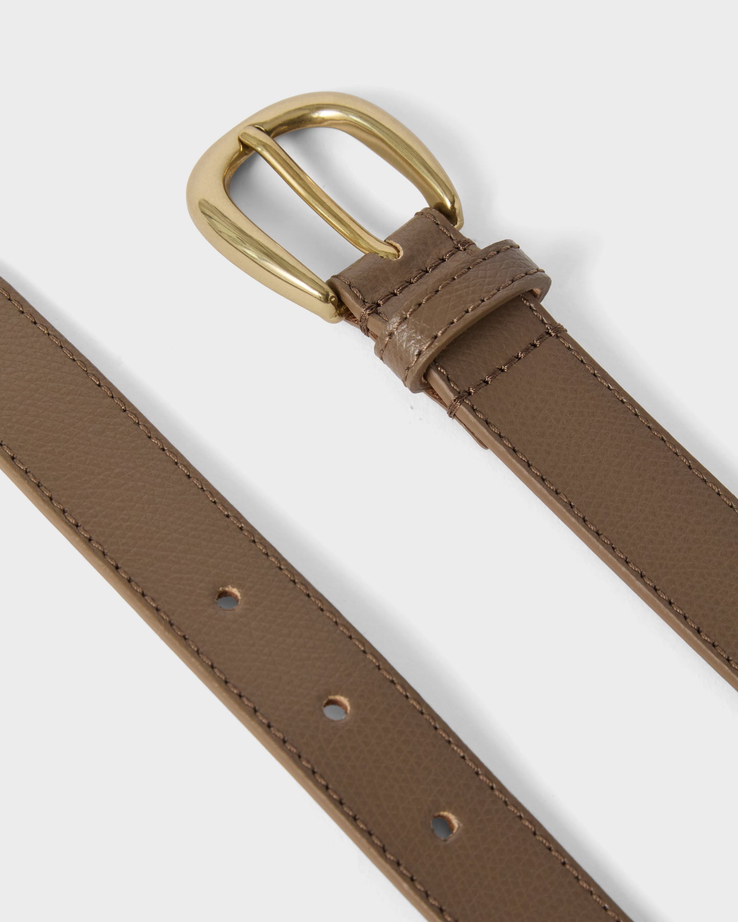 Grained Leather Belt - Taupe Berg & Berg