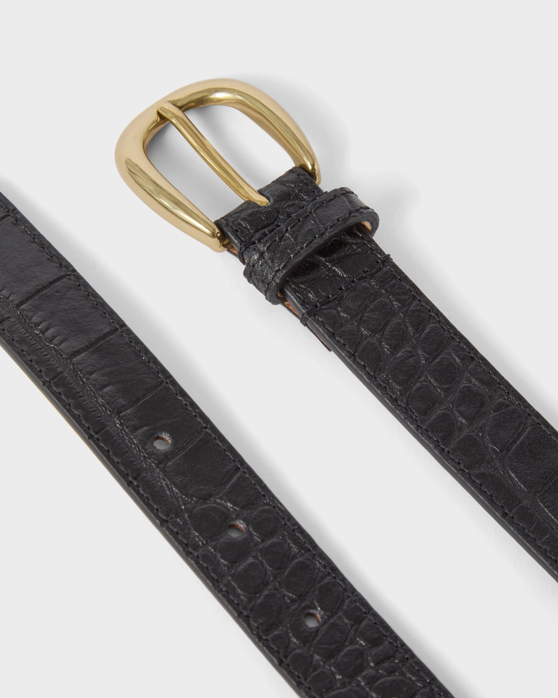 Leather Belt - Black Croco Berg & Berg